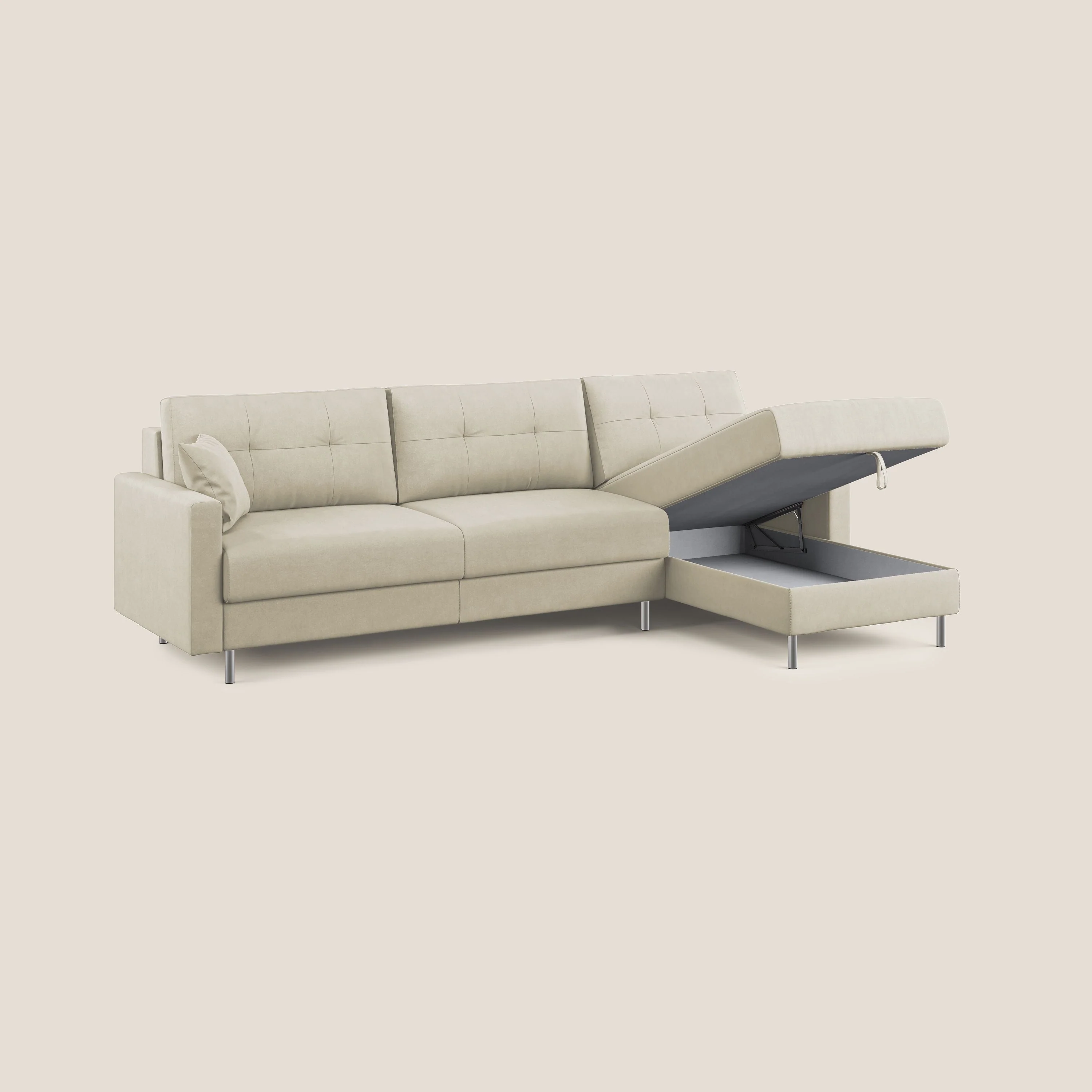Megan canapé d'angle convertible en microfibre détachable T11 crème - Image 2