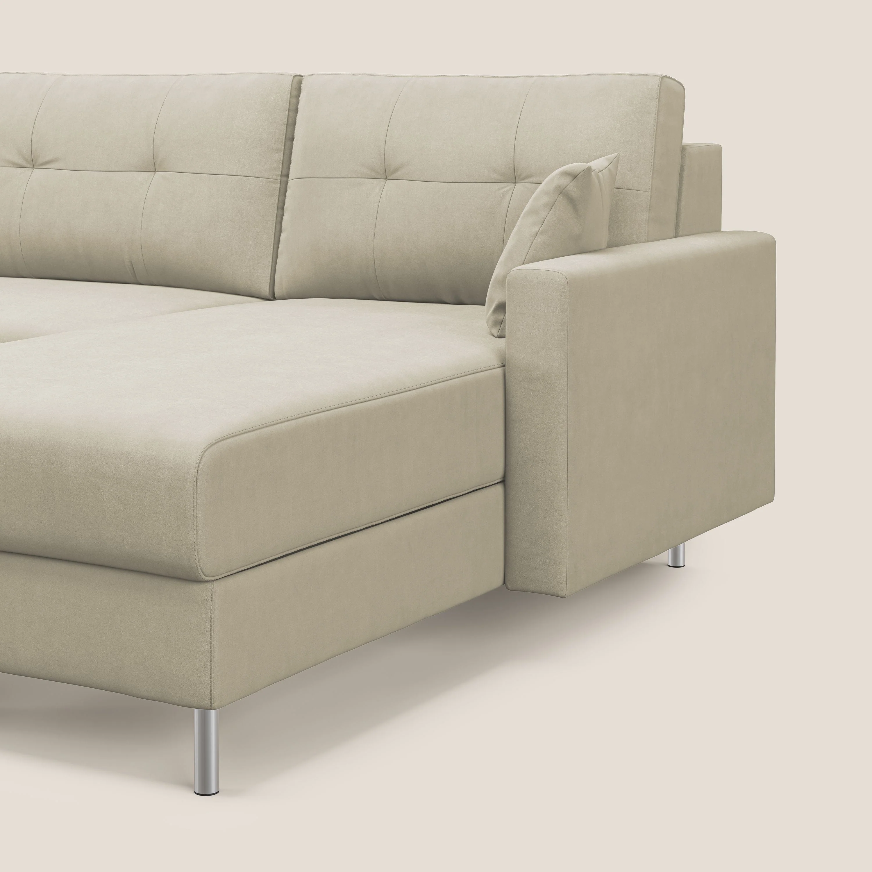 Megan canapé d'angle convertible en microfibre détachable T11 crème - Image 5