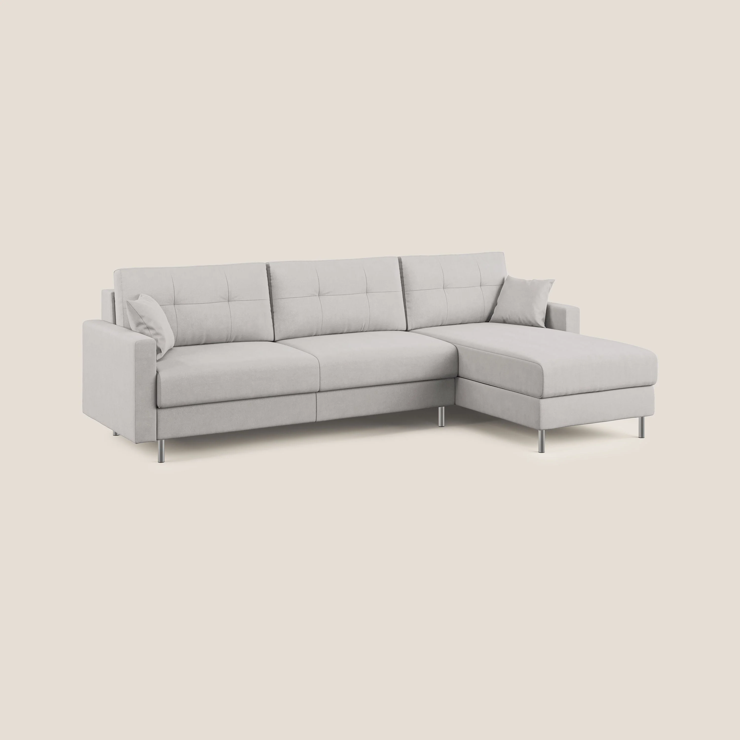 Megan canapé d'angle convertible en microfibre détachable T11 gris clair - Image 2