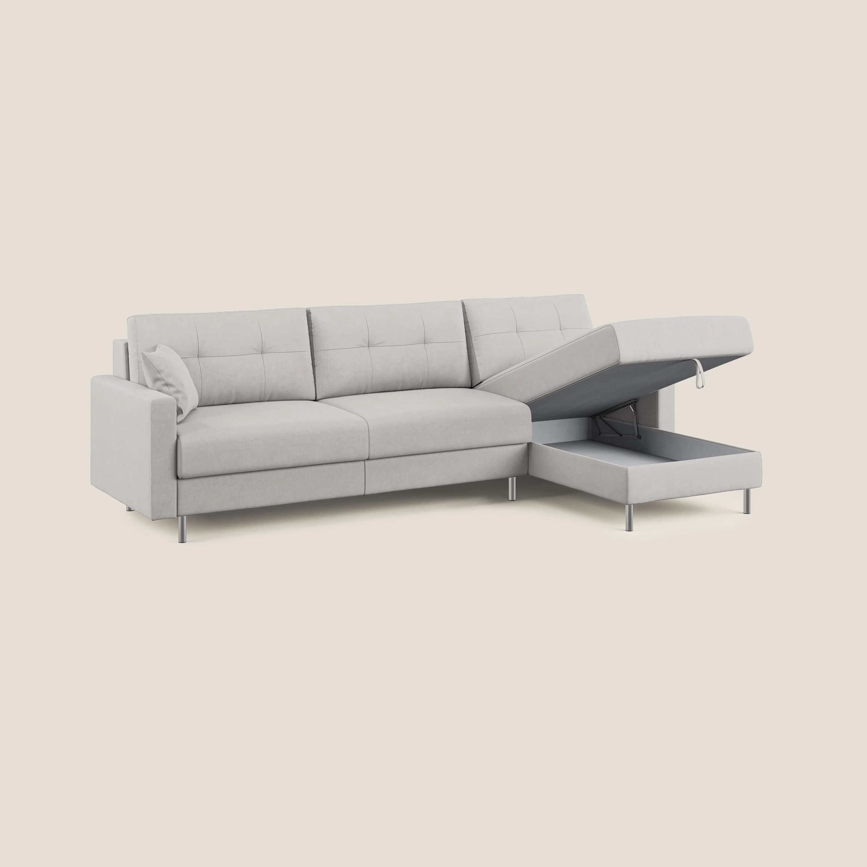 Megan canapé d'angle convertible en microfibre détachable T11 gris clair - Image 3