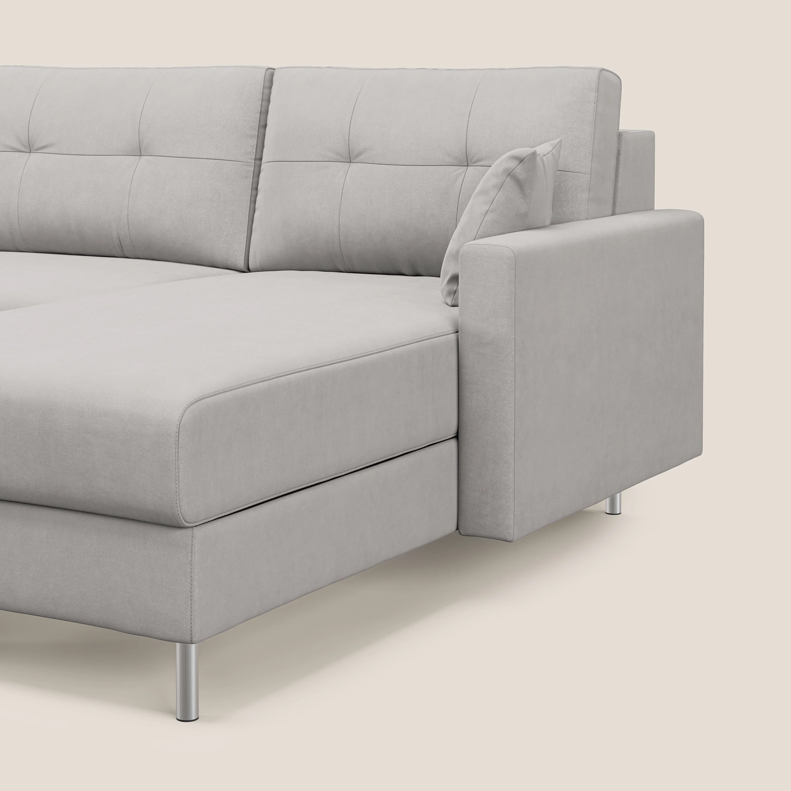 Megan canapé d'angle convertible en microfibre détachable T11 gris clair - Image 5