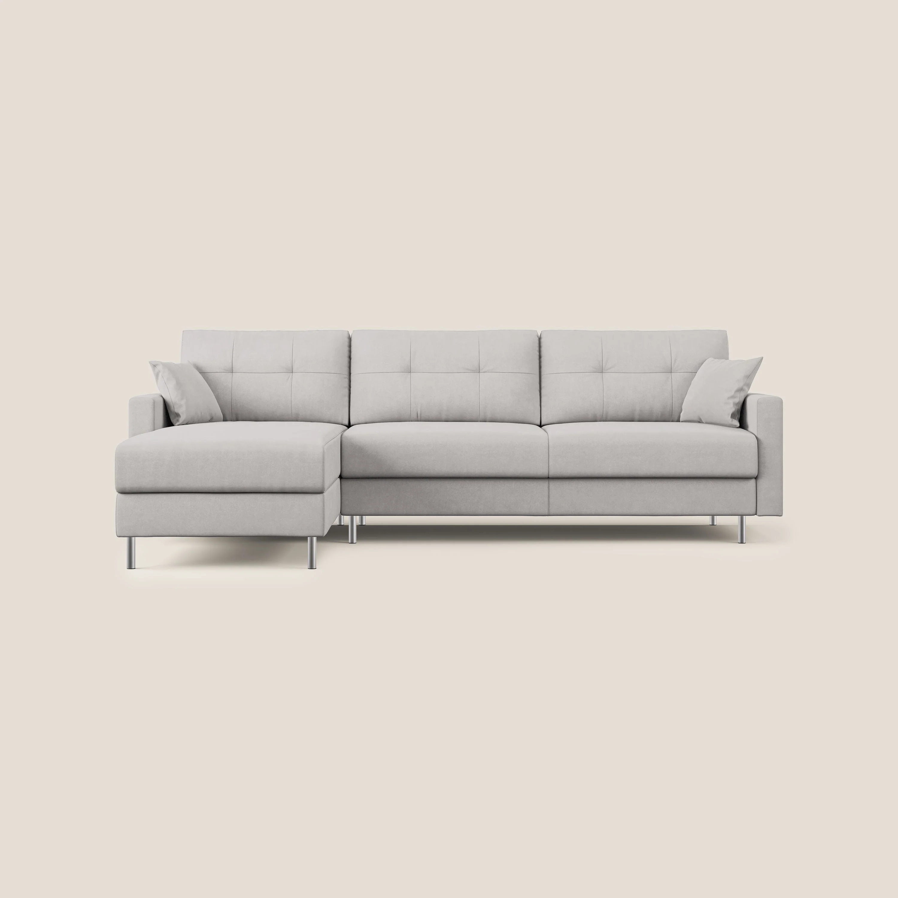 Megan canapé d'angle convertible en microfibre détachable T11 gris clair - Image 9
