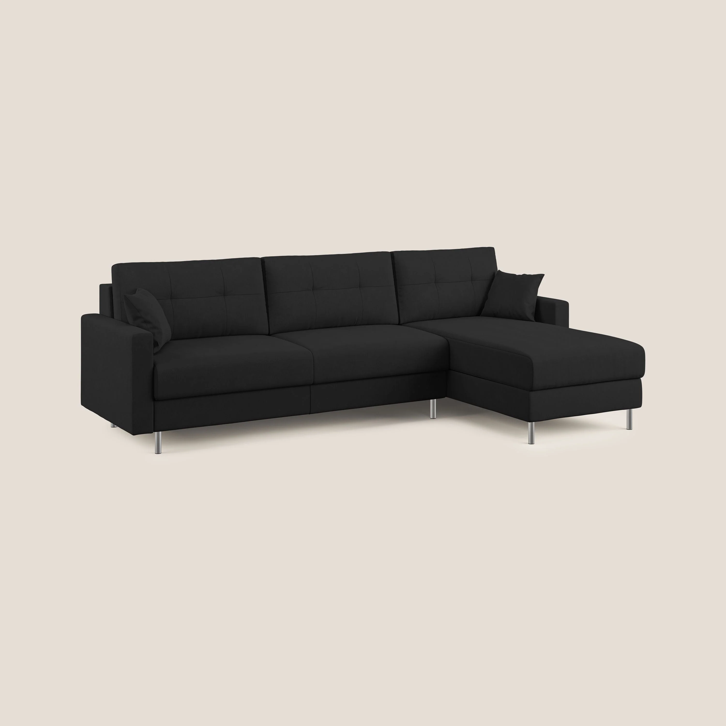 Megan canapé d'angle convertible en microfibre détachable T11 noir - Image 2