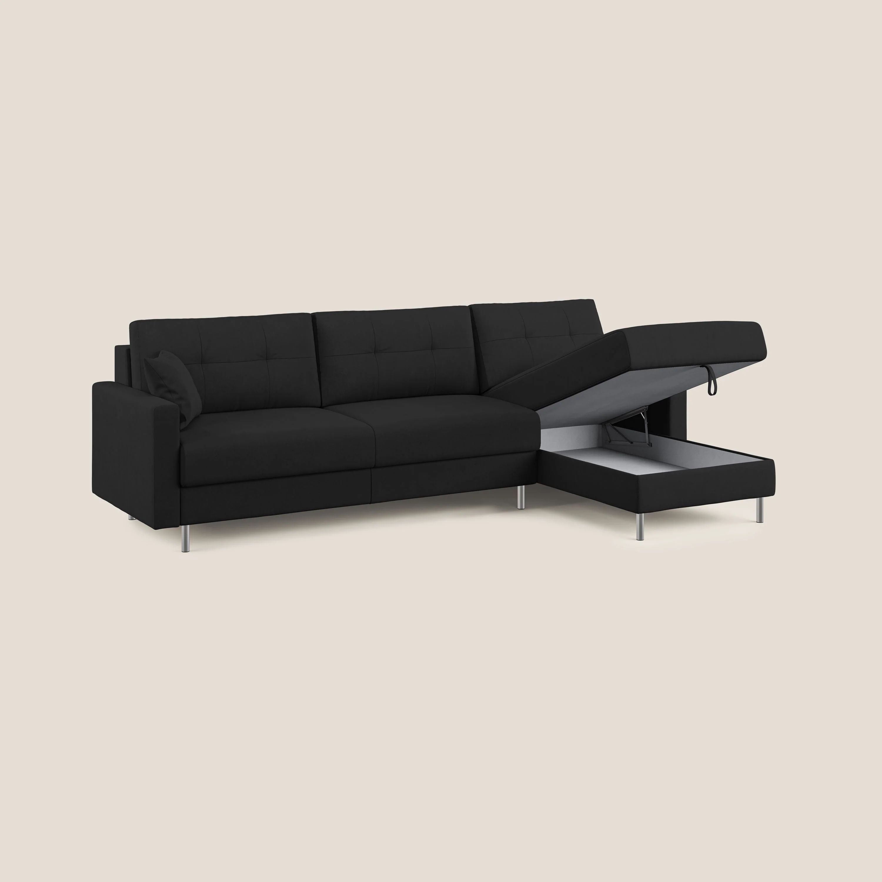 Megan canapé d'angle convertible en microfibre détachable T11 noir - Image 3