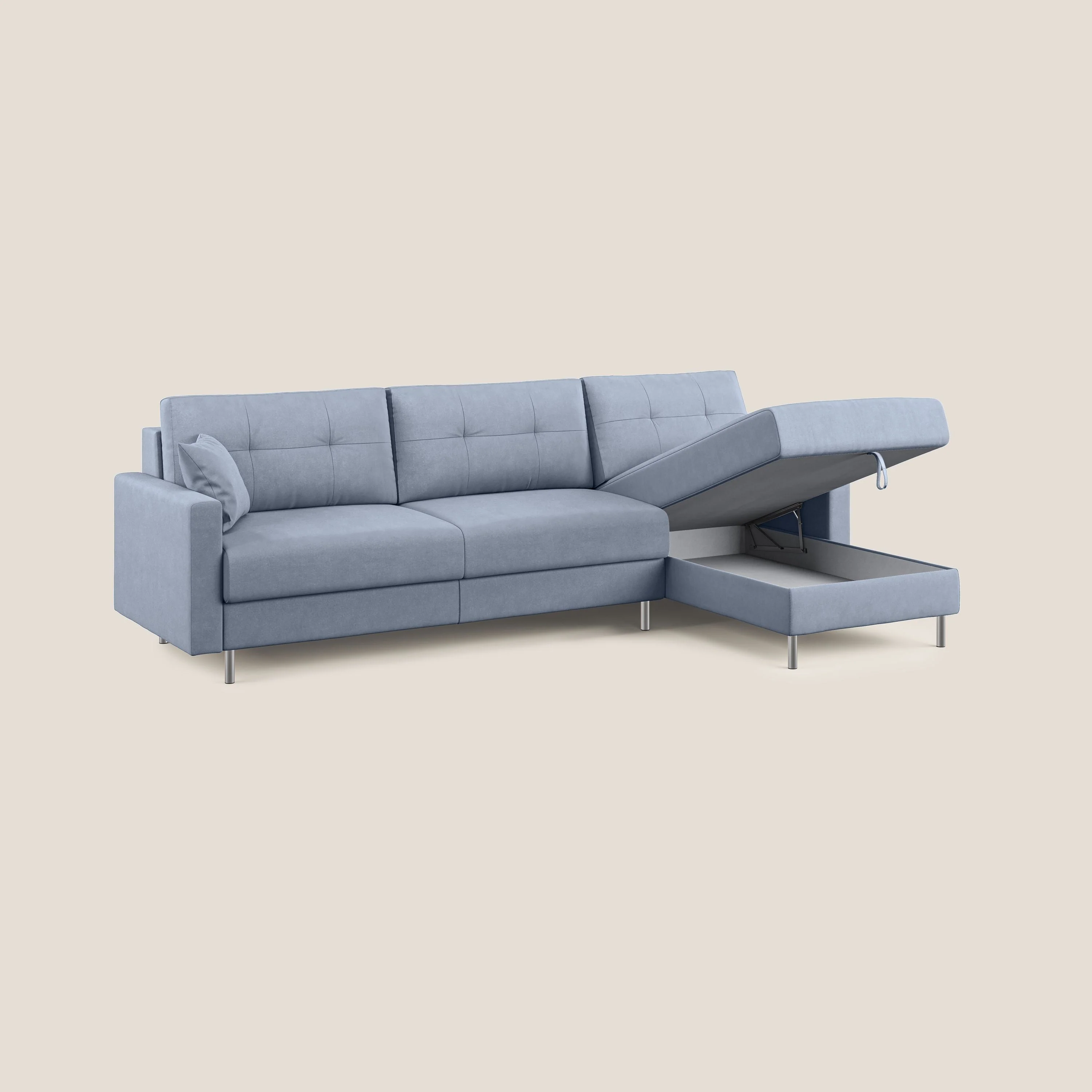 Megan canapé d'angle convertible en microfibre détachable T11 sucre glace - Image 3