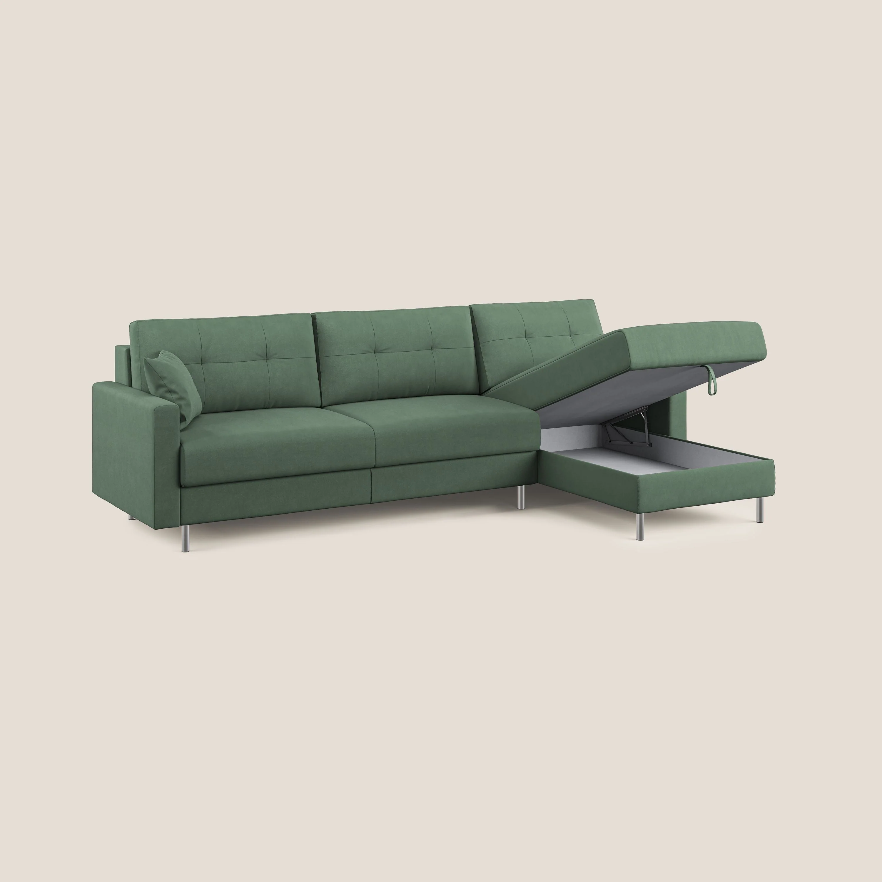 Megan canapé d'angle convertible en microfibre détachable T11 vert - Image 4