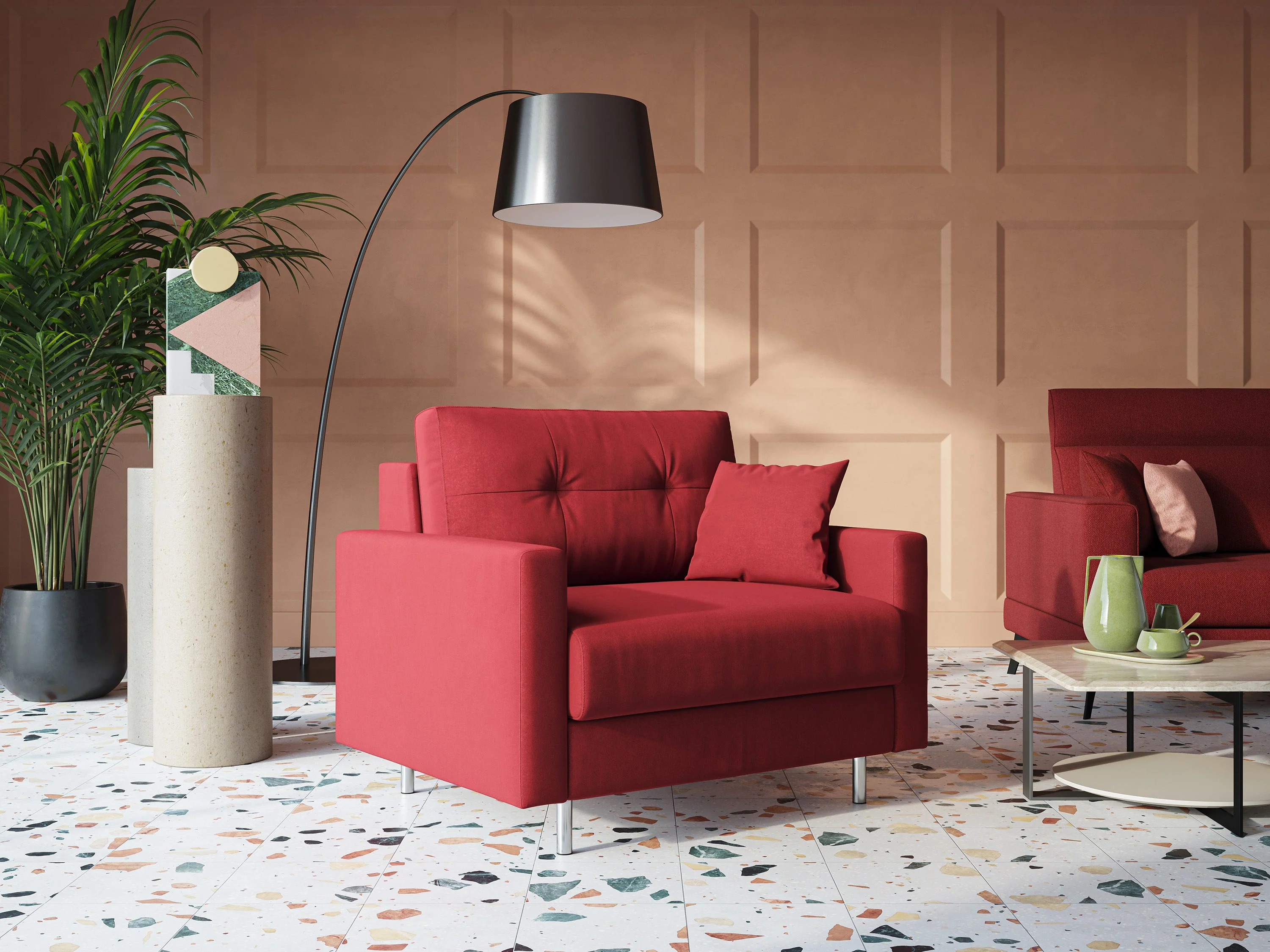 Megan fauteuil convertible en microfibre détachable T11 rouge - Image 2