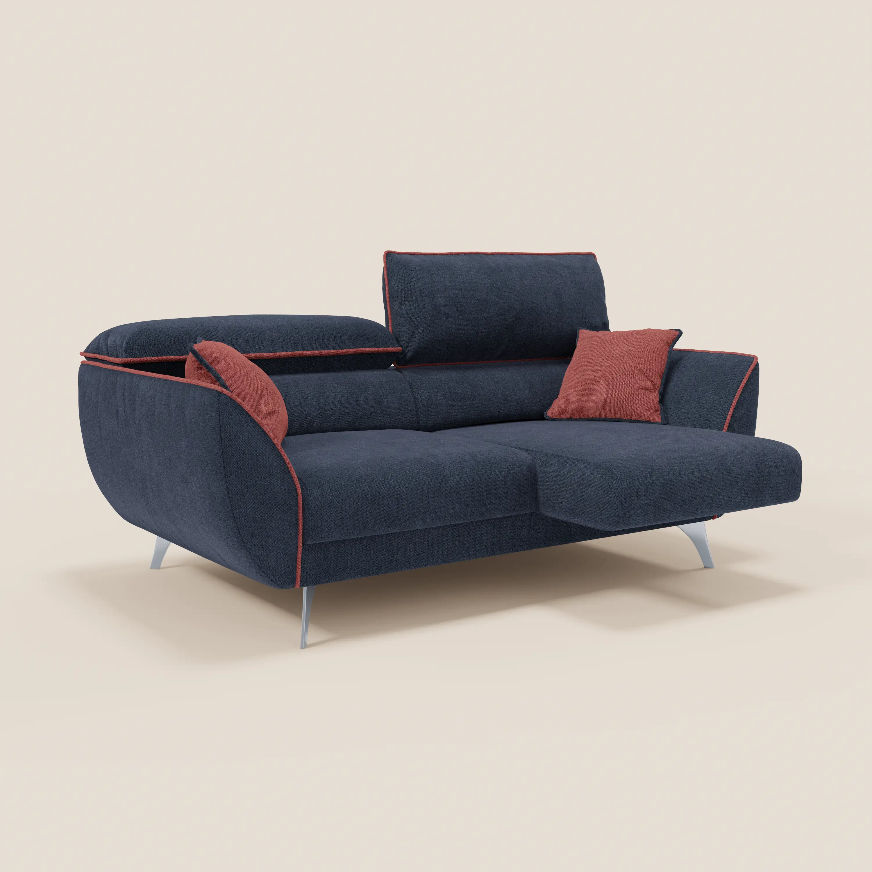 Michelangelo Canapé 2 et 3 places avec assises coulissantes et têtières réglables - Bicolore en tissu détachable T23 - Image 4