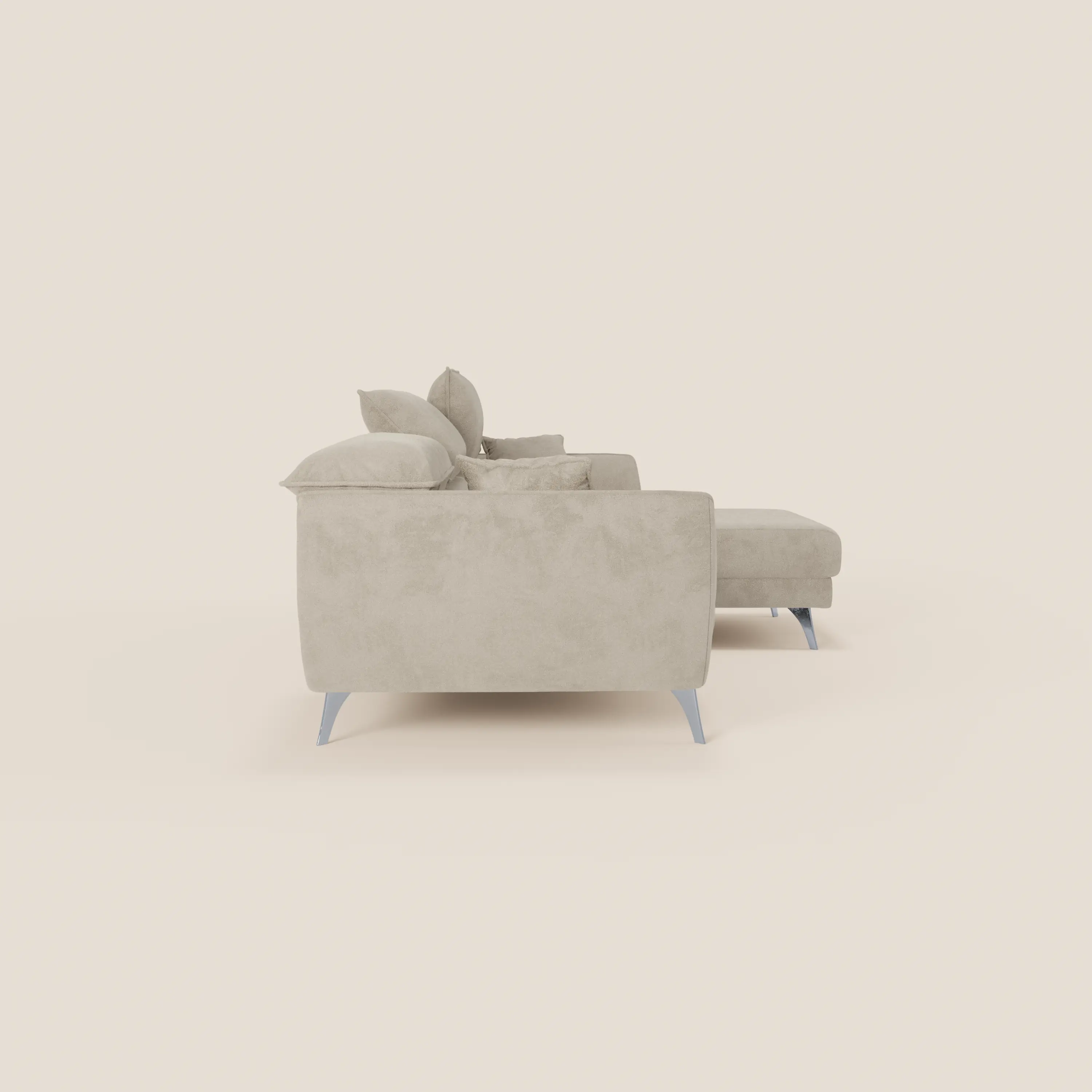 Michelangelo Canapé d'angle avec chaise longue et assises coulissantes - têtières réglables en tissu raffiné détachable effet velouté T30 - Image 100