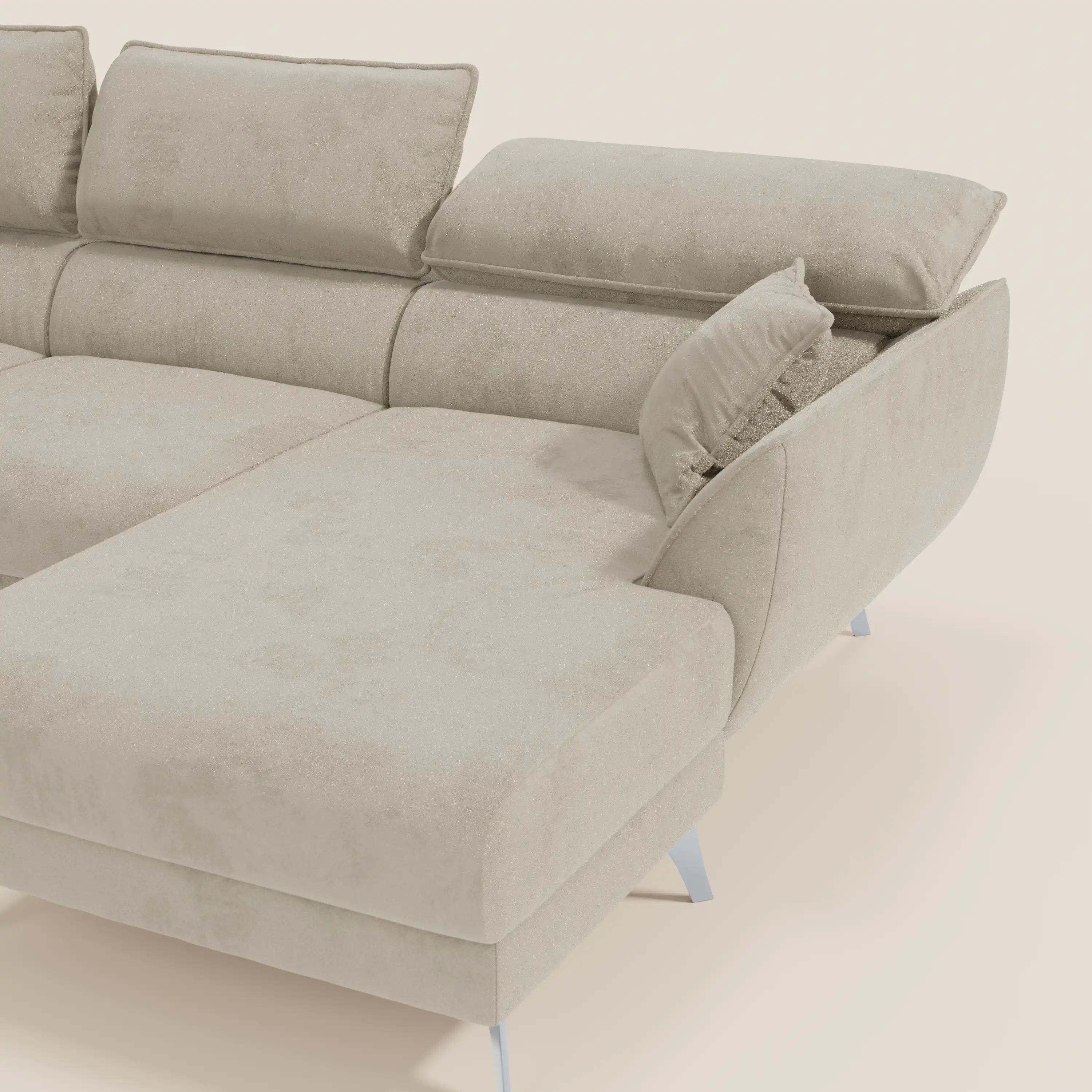 Michelangelo Canapé d'angle avec chaise longue et assises coulissantes - têtières réglables en tissu raffiné détachable effet velouté T30 - Image 101