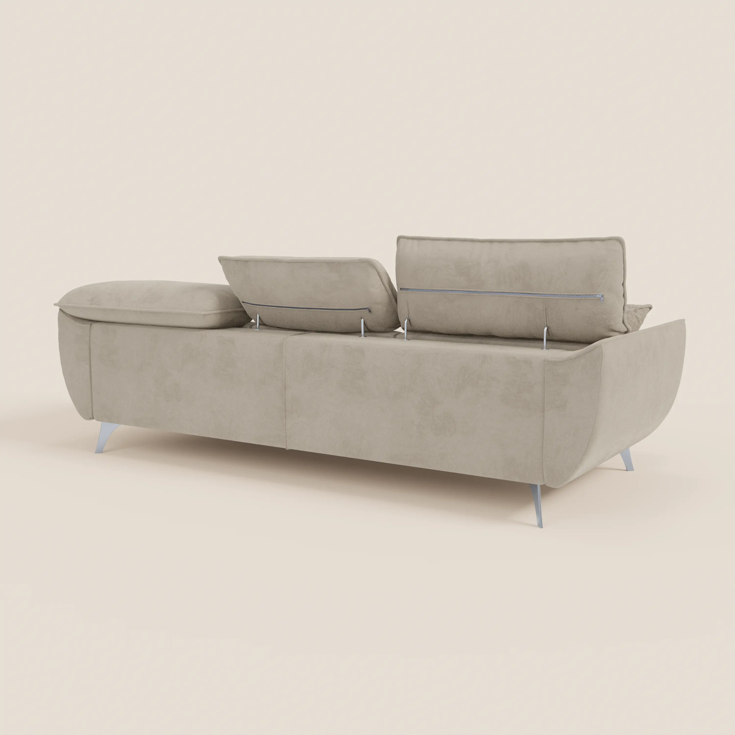 Michelangelo Canapé d'angle avec chaise longue et assises coulissantes - têtières réglables en tissu raffiné détachable effet velouté T30 - Image 102