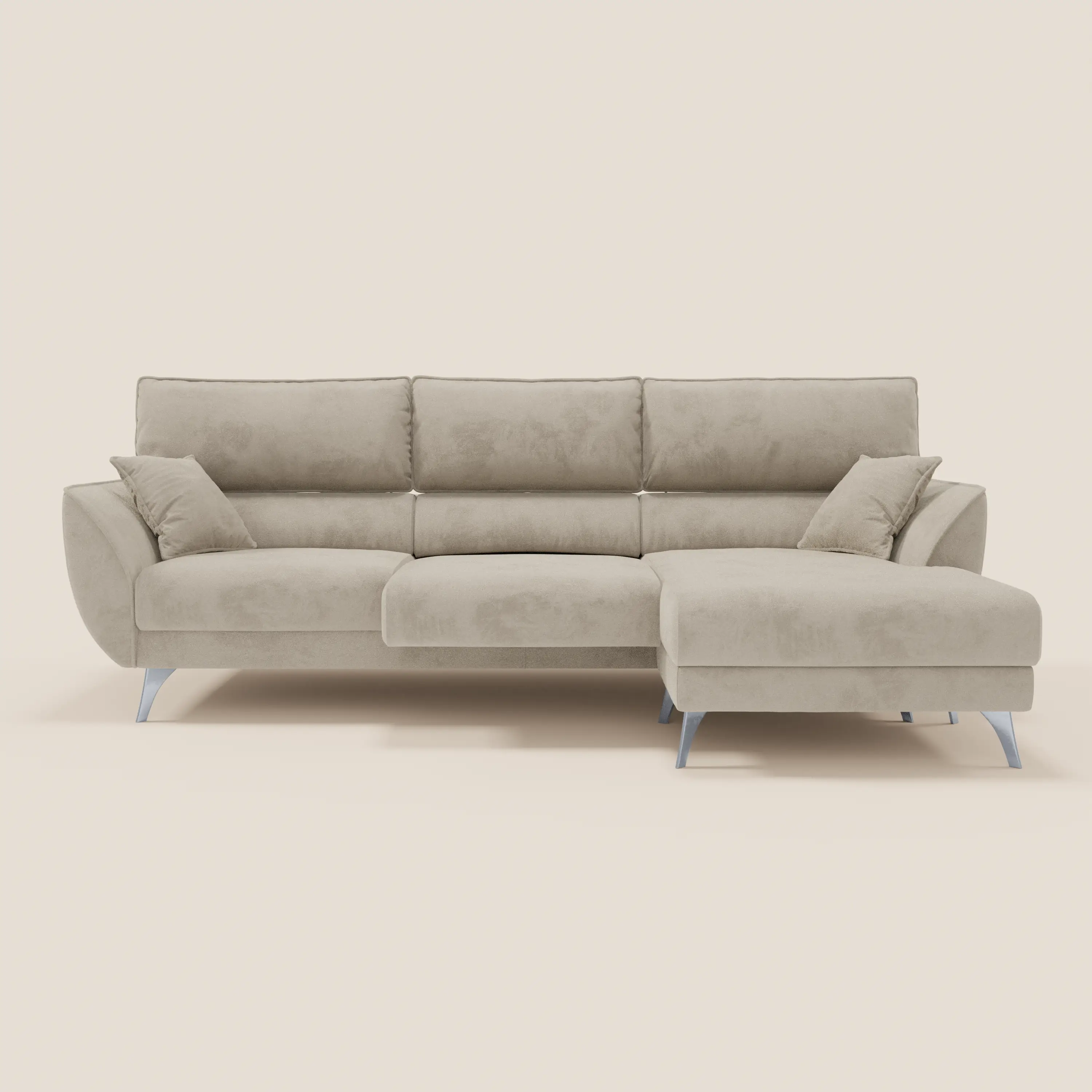 Michelangelo Canapé d'angle avec chaise longue et assises coulissantes - têtières réglables en tissu raffiné détachable effet velouté T30 - Image 104