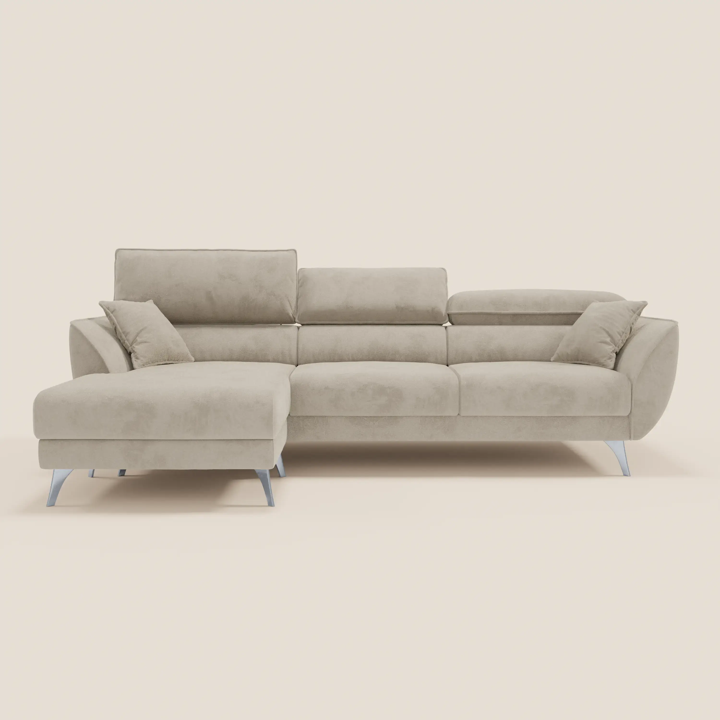 Michelangelo Canapé d'angle avec chaise longue et assises coulissantes - têtières réglables en tissu raffiné détachable effet velouté T30 - Image 105
