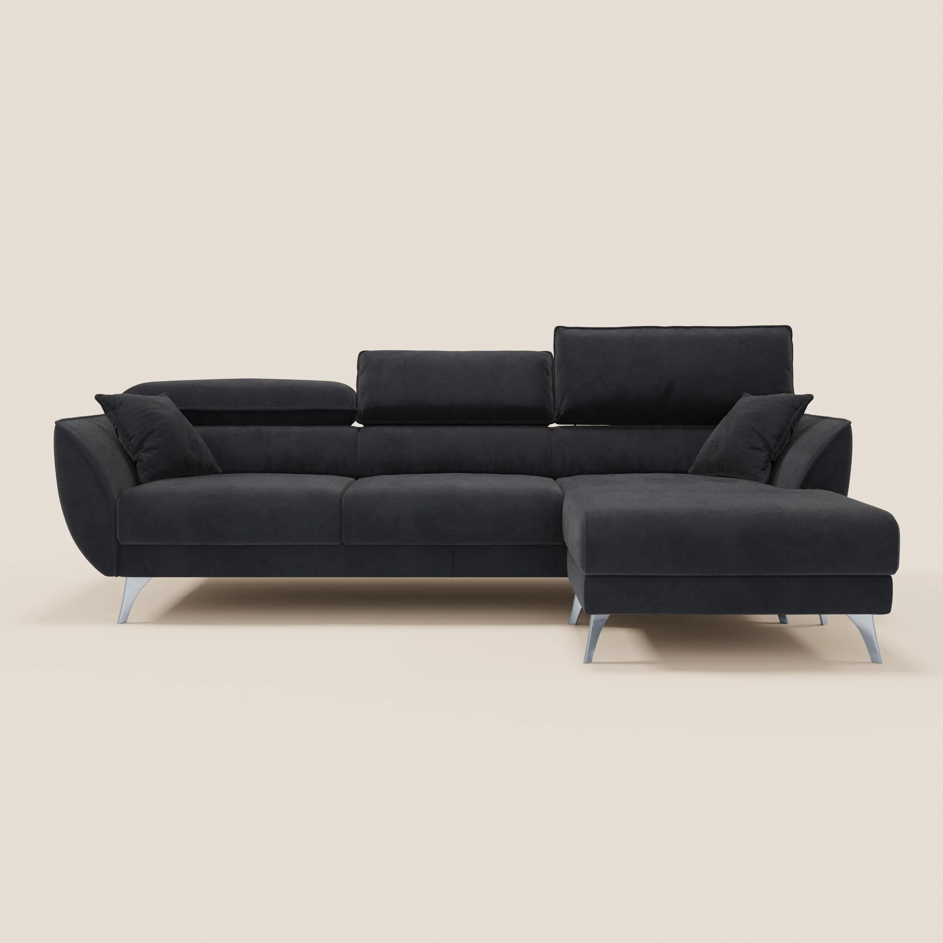 Michelangelo Canapé d'angle avec chaise longue et assises coulissantes - têtières réglables en tissu raffiné détachable effet velouté T30 - Image 108