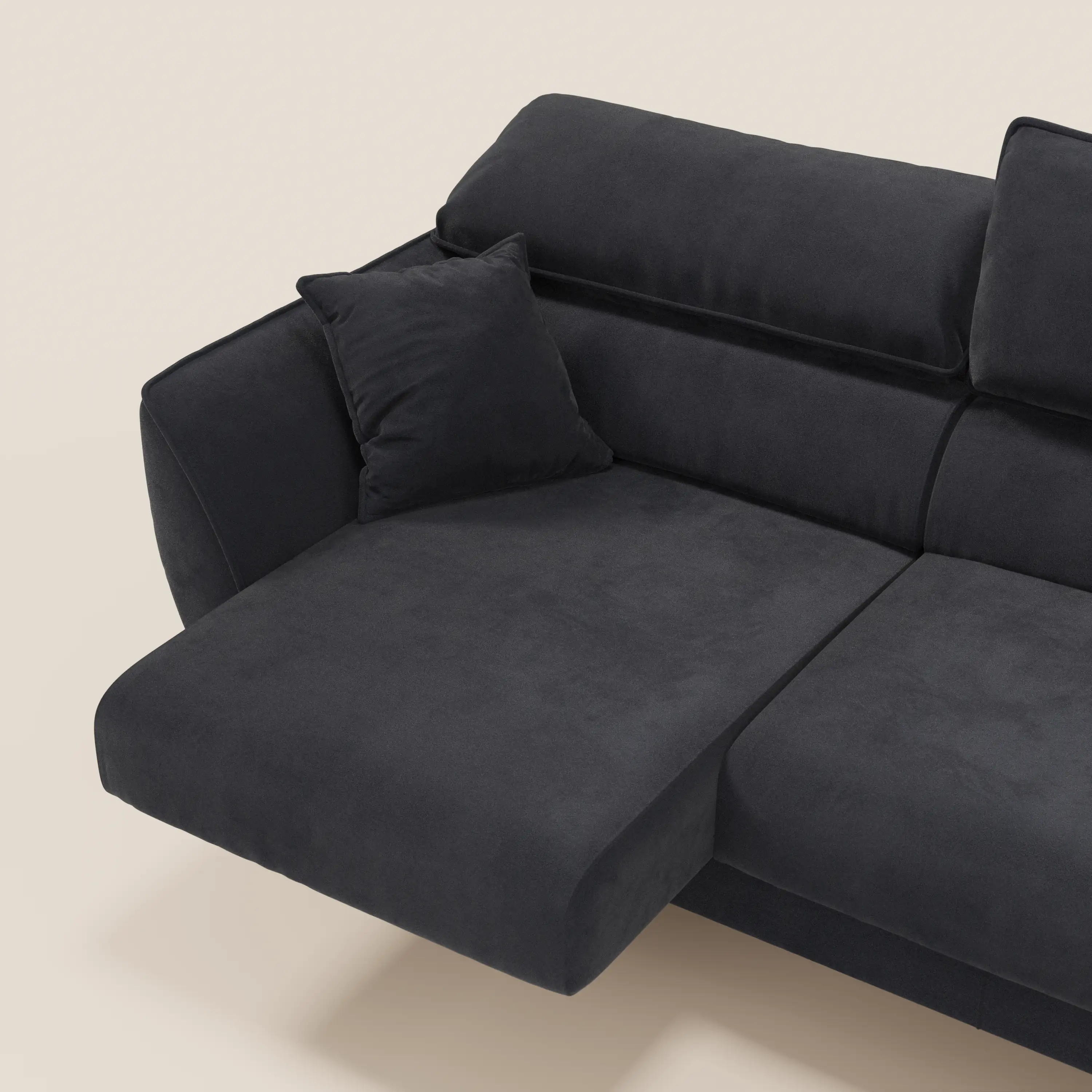 Michelangelo Canapé d'angle avec chaise longue et assises coulissantes - têtières réglables en tissu raffiné détachable effet velouté T30 - Image 110