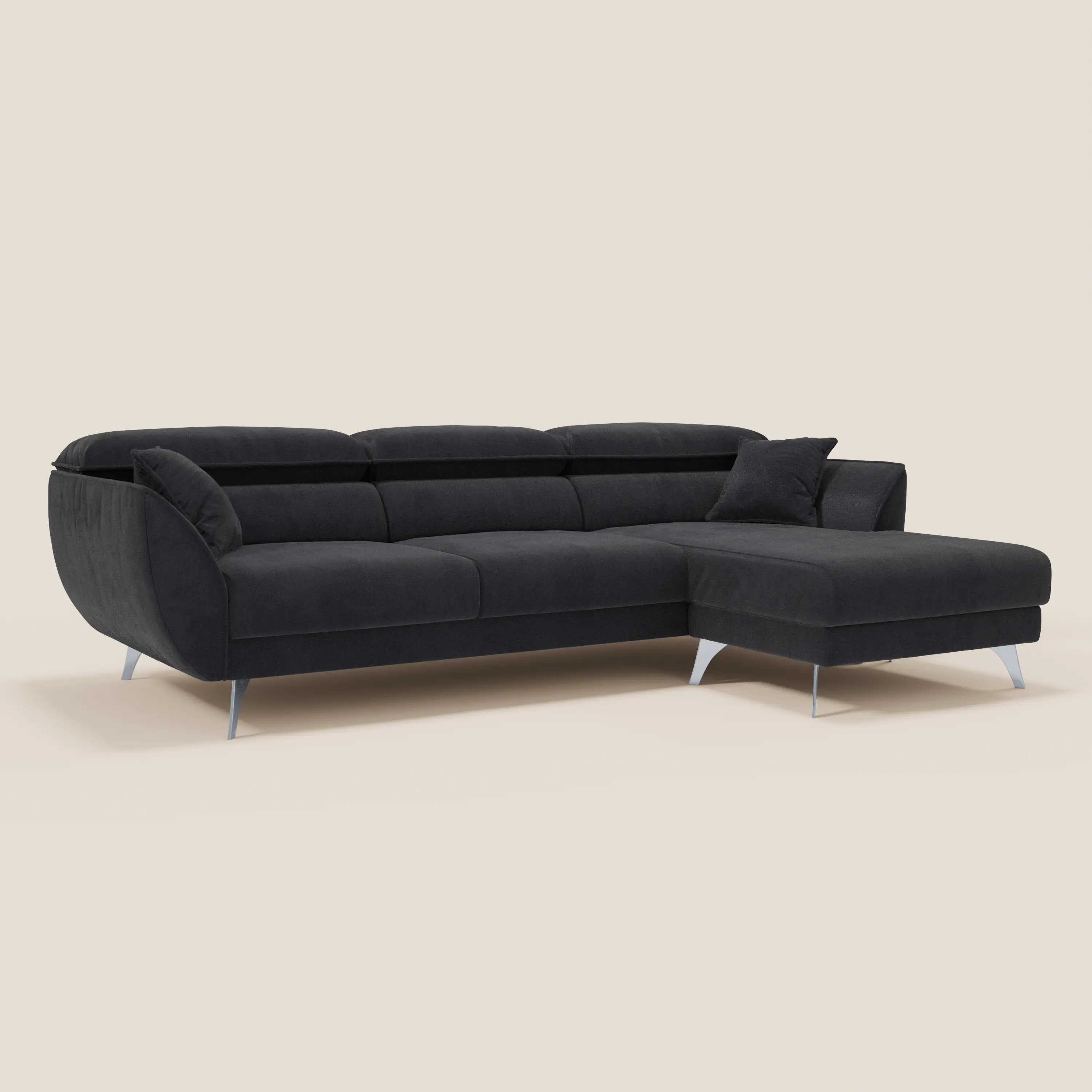 Michelangelo Canapé d'angle avec chaise longue et assises coulissantes - têtières réglables en tissu raffiné détachable effet velouté T30 - Image 112