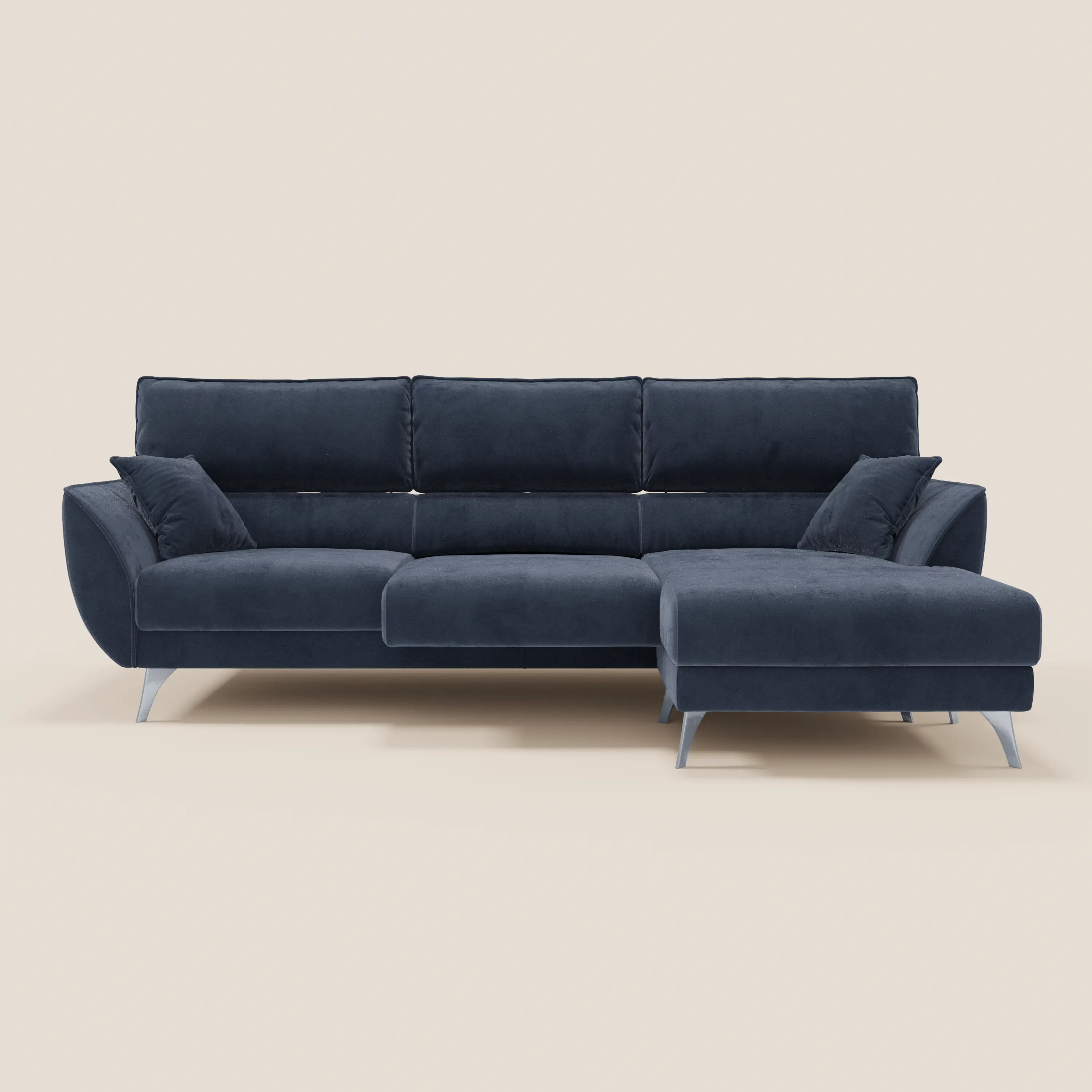 Michelangelo Canapé d'angle avec chaise longue et assises coulissantes - têtières réglables en tissu raffiné détachable effet velouté T30 - Image 12
