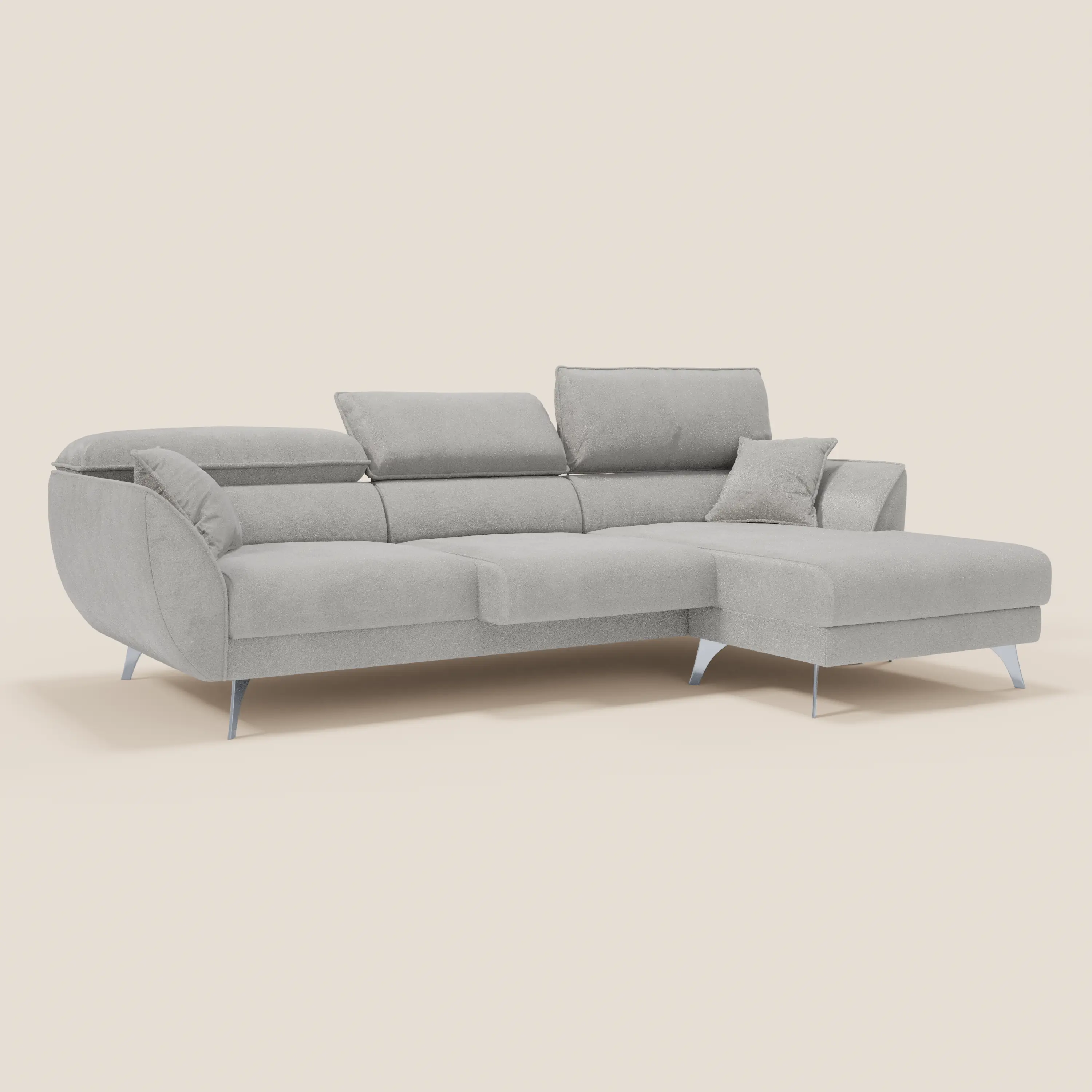 Michelangelo Canapé d'angle avec chaise longue et assises coulissantes - têtières réglables en tissu raffiné détachable effet velouté T30 - Image 122