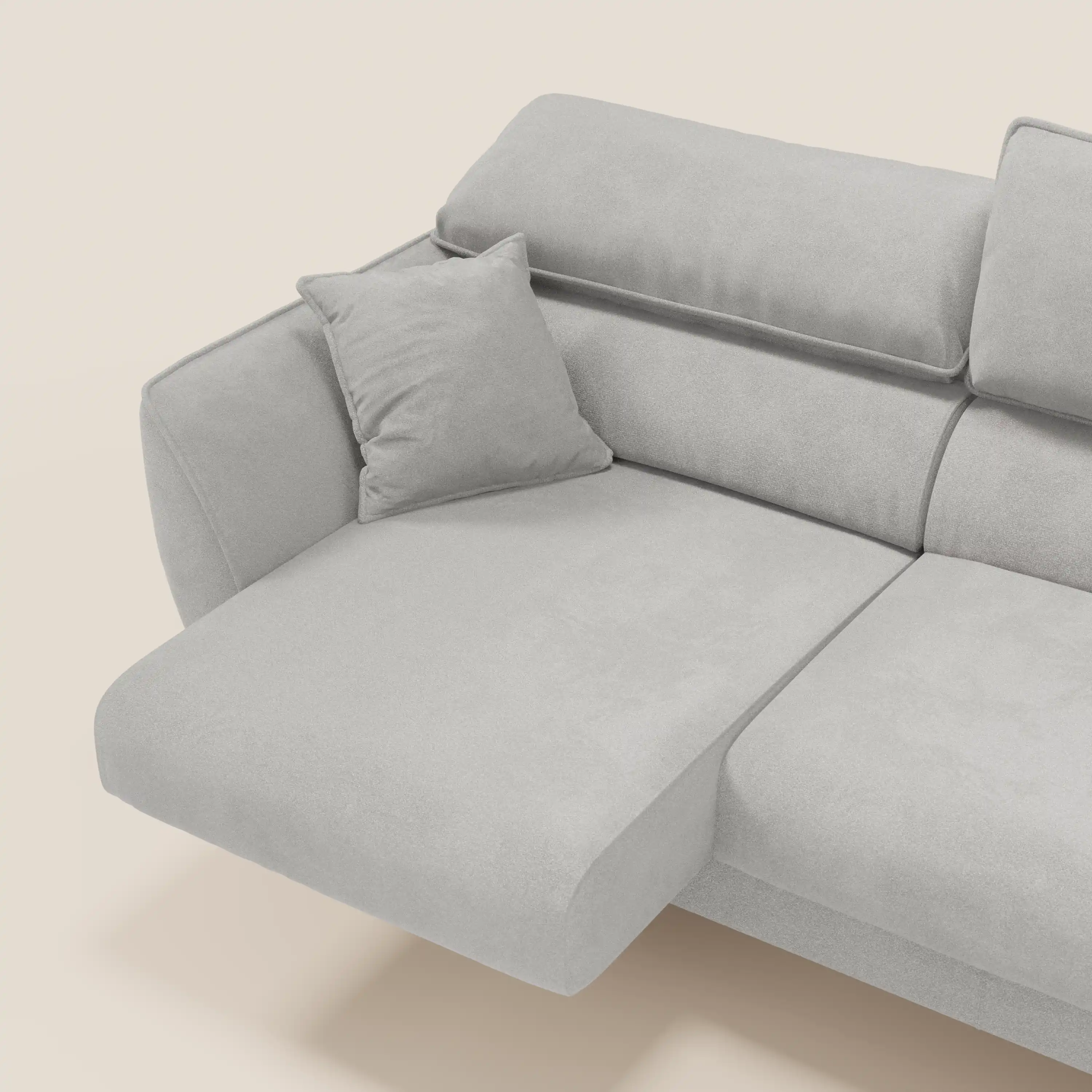Michelangelo Canapé d'angle avec chaise longue et assises coulissantes - têtières réglables en tissu raffiné détachable effet velouté T30 - Image 123