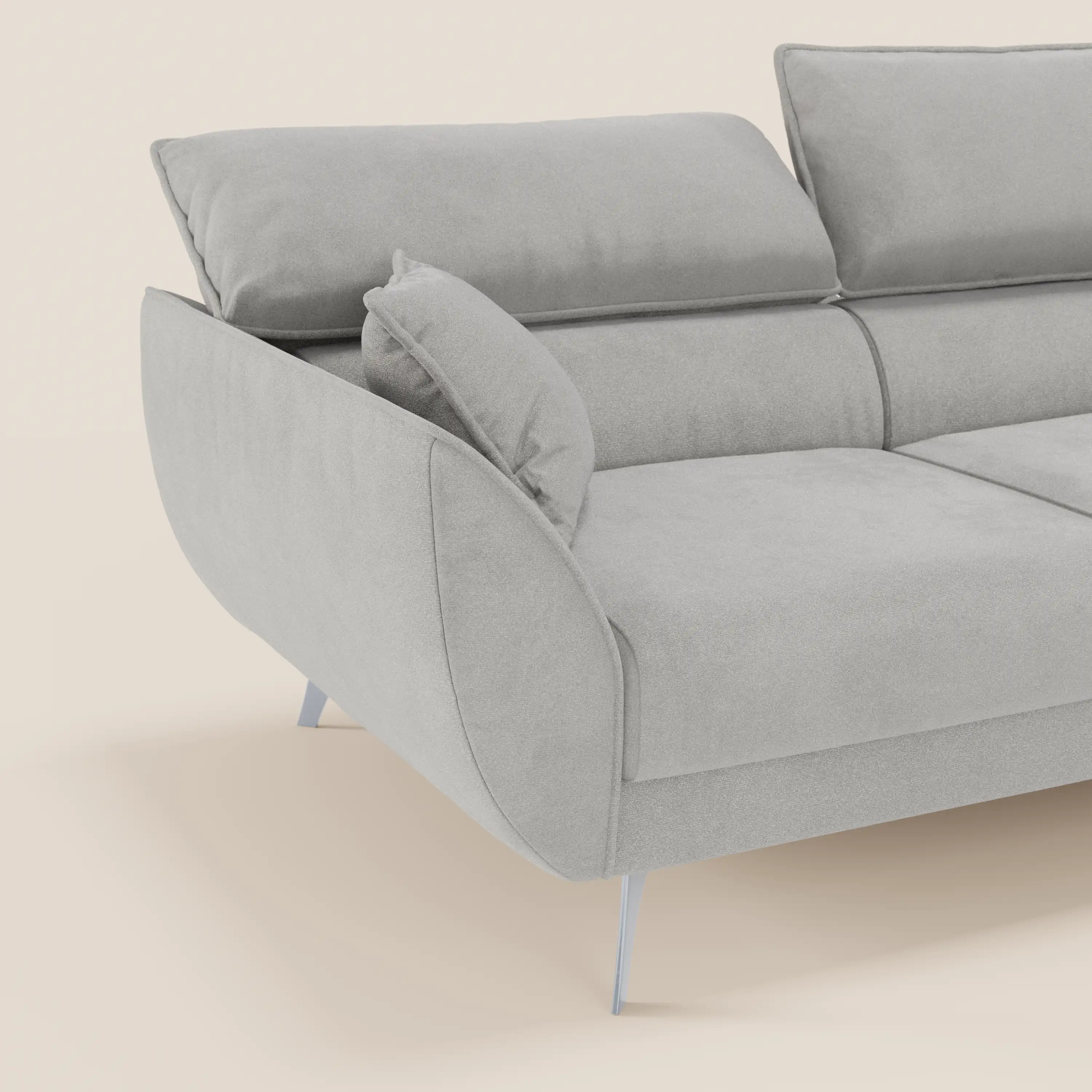 Michelangelo Canapé d'angle avec chaise longue et assises coulissantes - têtières réglables en tissu raffiné détachable effet velouté T30 - Image 124