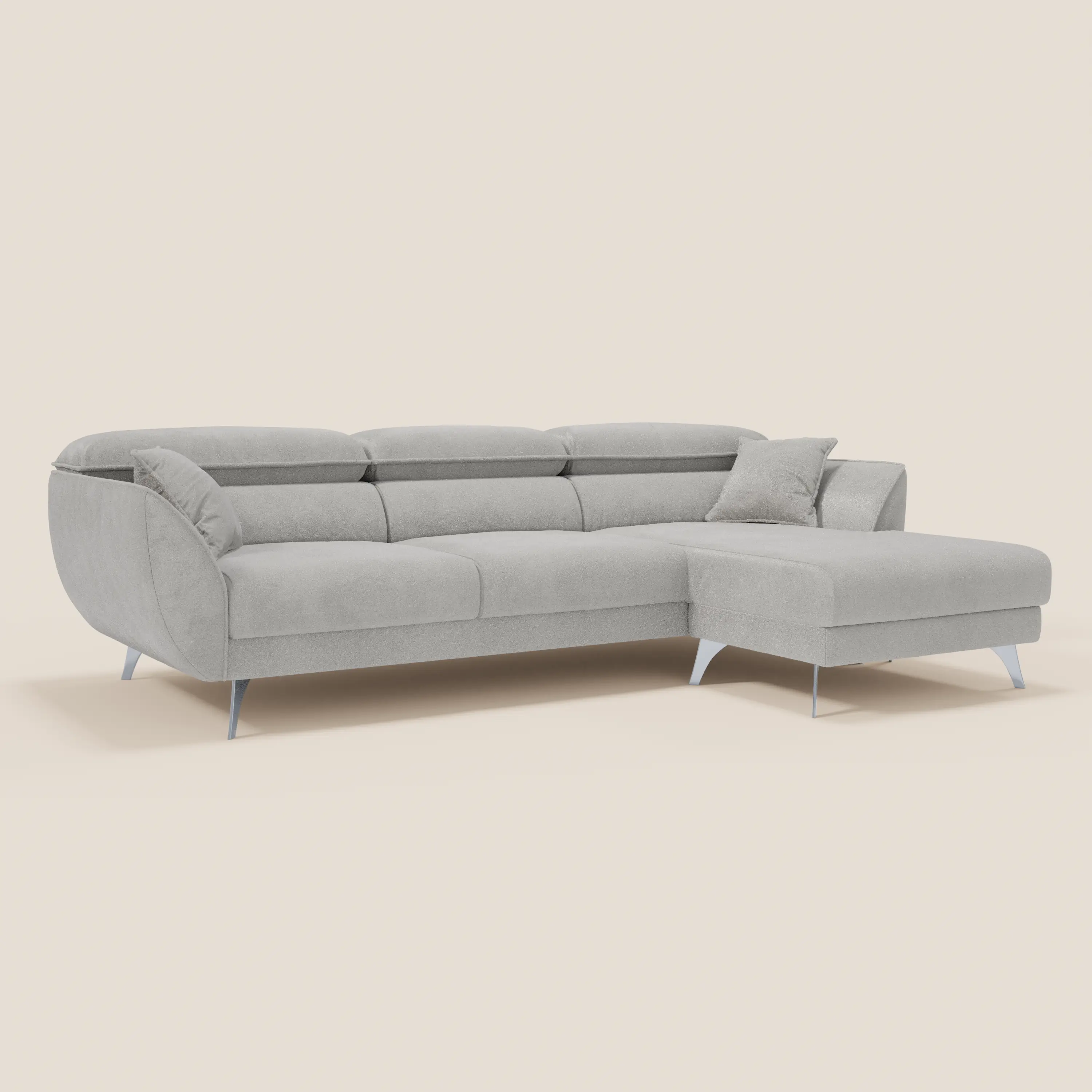 Michelangelo Canapé d'angle avec chaise longue et assises coulissantes - têtières réglables en tissu raffiné détachable effet velouté T30 - Image 125