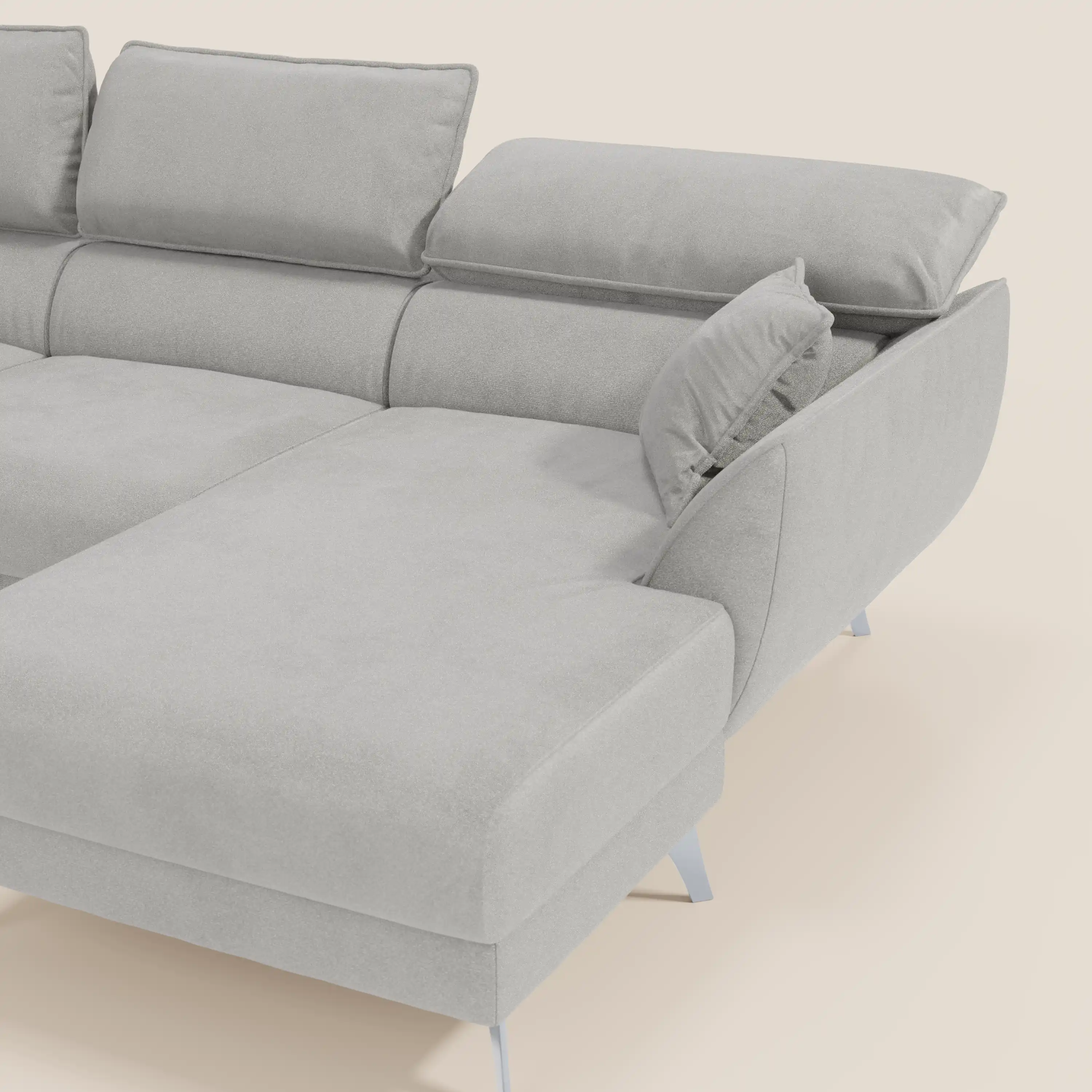 Michelangelo Canapé d'angle avec chaise longue et assises coulissantes - têtières réglables en tissu raffiné détachable effet velouté T30 - Image 127
