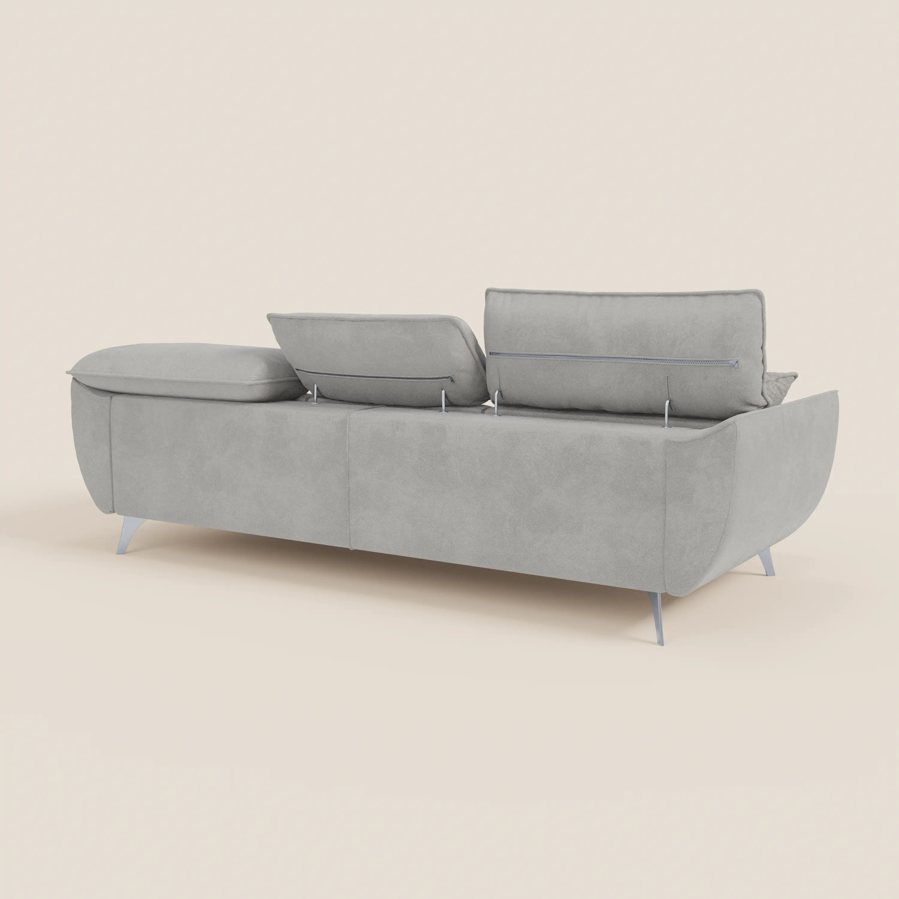 Michelangelo Canapé d'angle avec chaise longue et assises coulissantes - têtières réglables en tissu raffiné détachable effet velouté T30 - Image 128