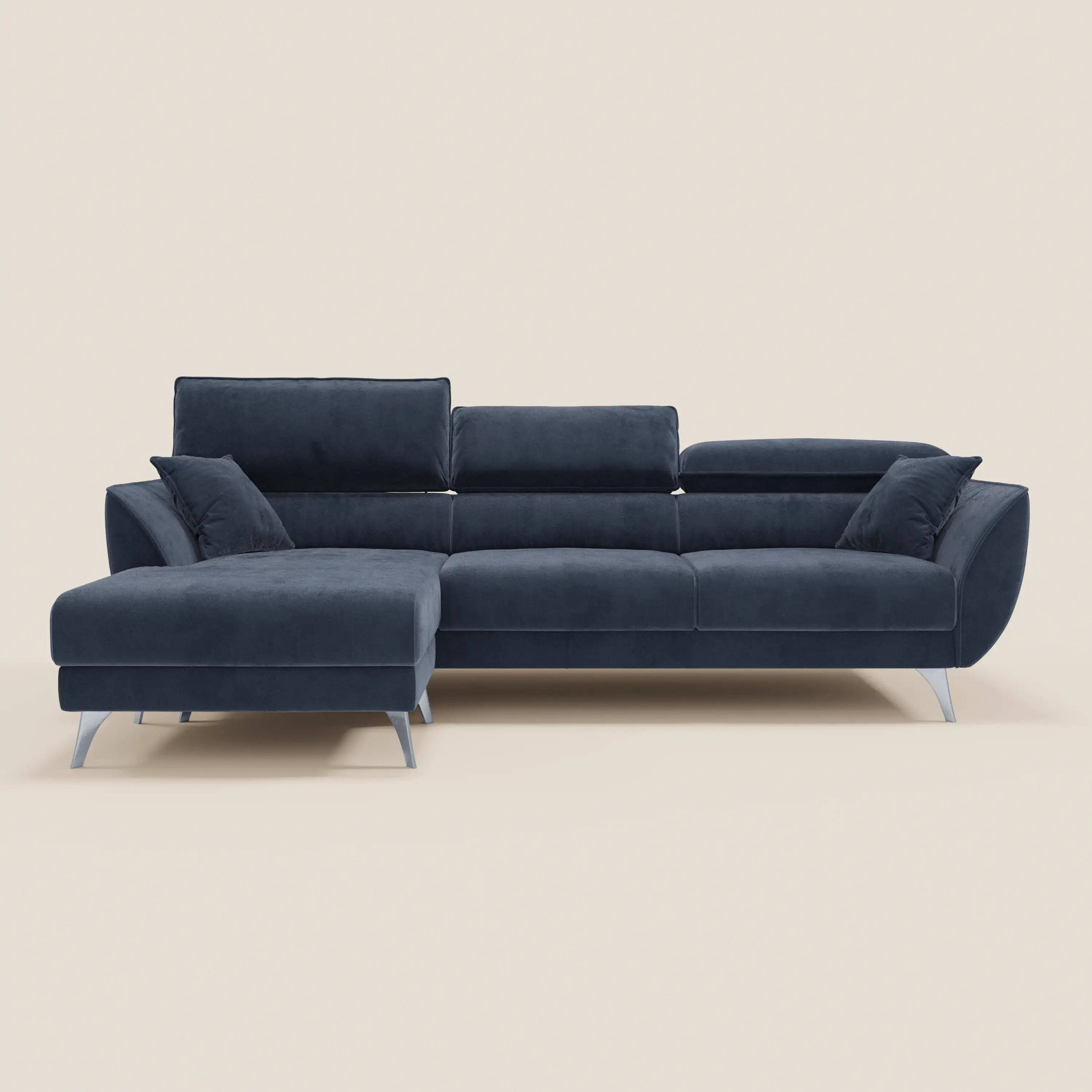 Michelangelo Canapé d'angle avec chaise longue et assises coulissantes - têtières réglables en tissu raffiné détachable effet velouté T30 - Image 13