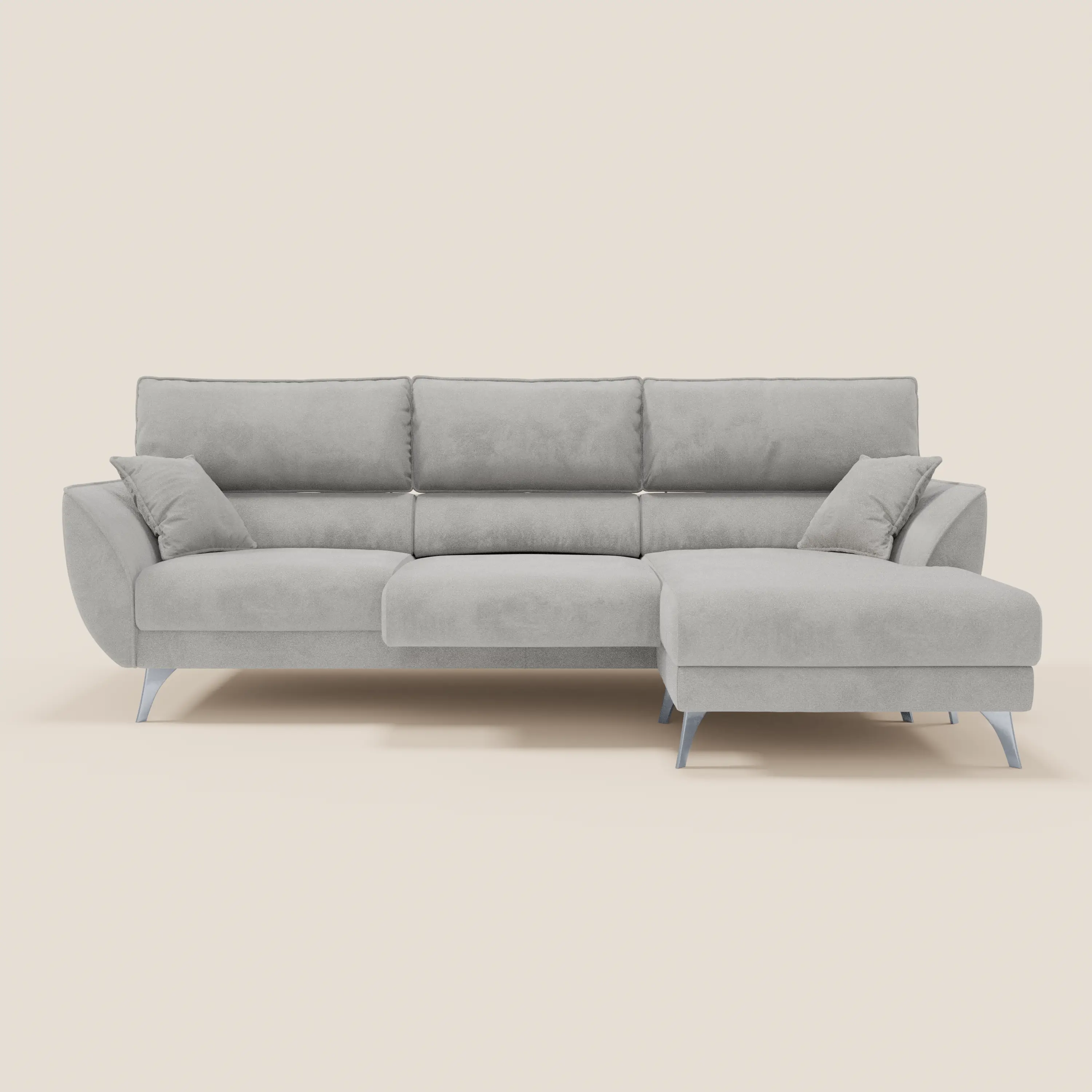 Michelangelo Canapé d'angle avec chaise longue et assises coulissantes - têtières réglables en tissu raffiné détachable effet velouté T30 - Image 130