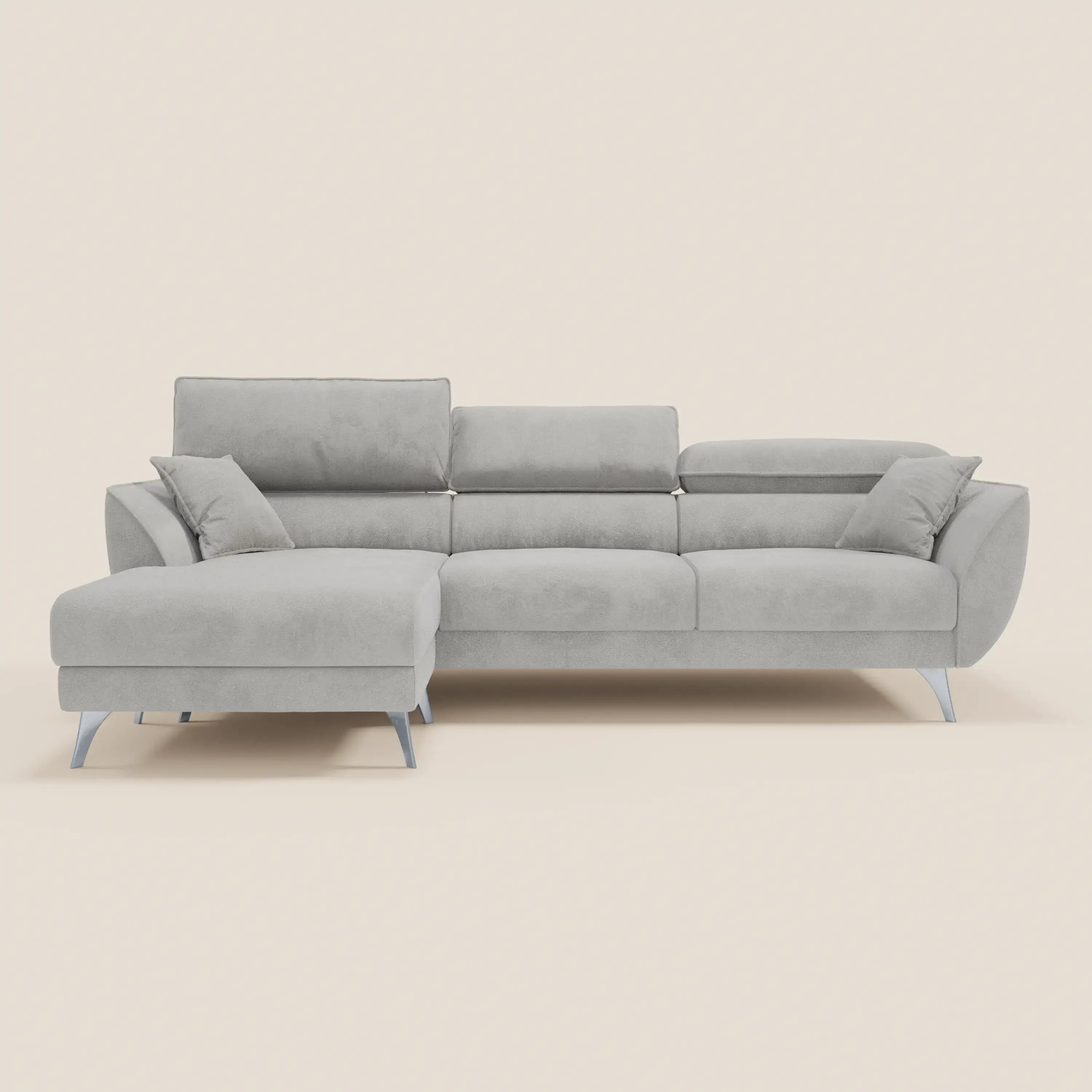 Michelangelo Canapé d'angle avec chaise longue et assises coulissantes - têtières réglables en tissu raffiné détachable effet velouté T30 - Image 131