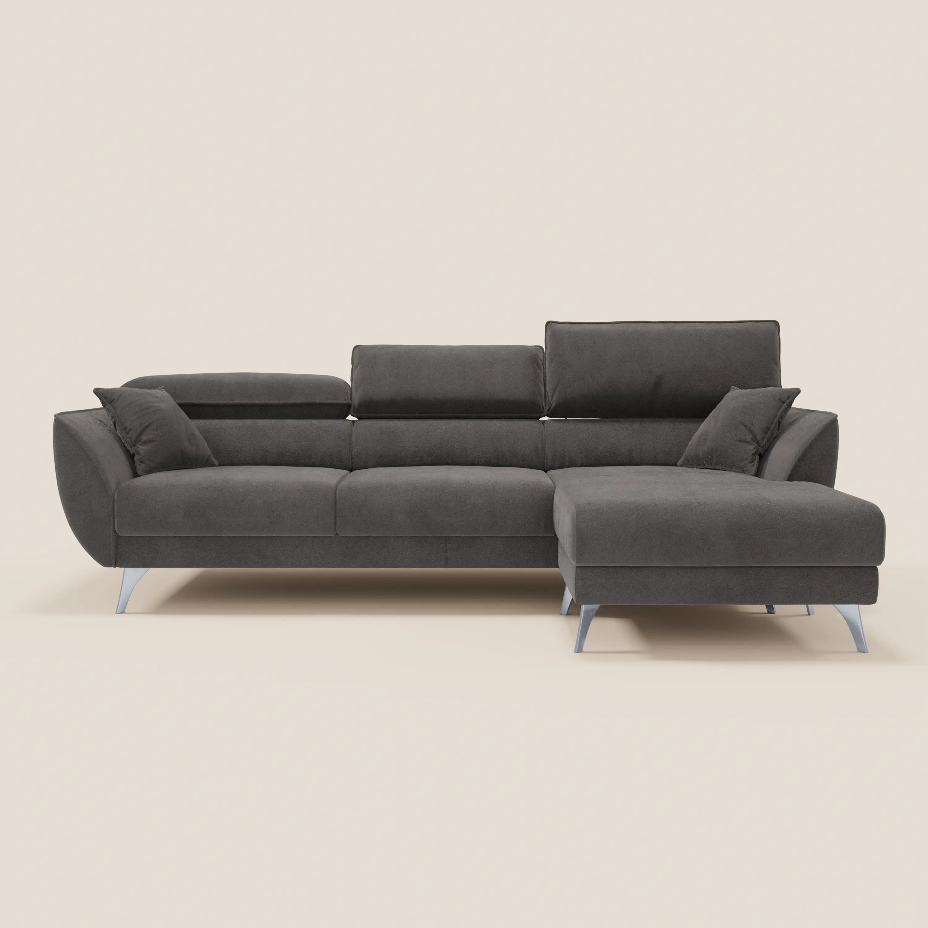 Michelangelo Canapé d'angle avec chaise longue et assises coulissantes - têtières réglables en tissu raffiné détachable effet velouté T30 - Image 134