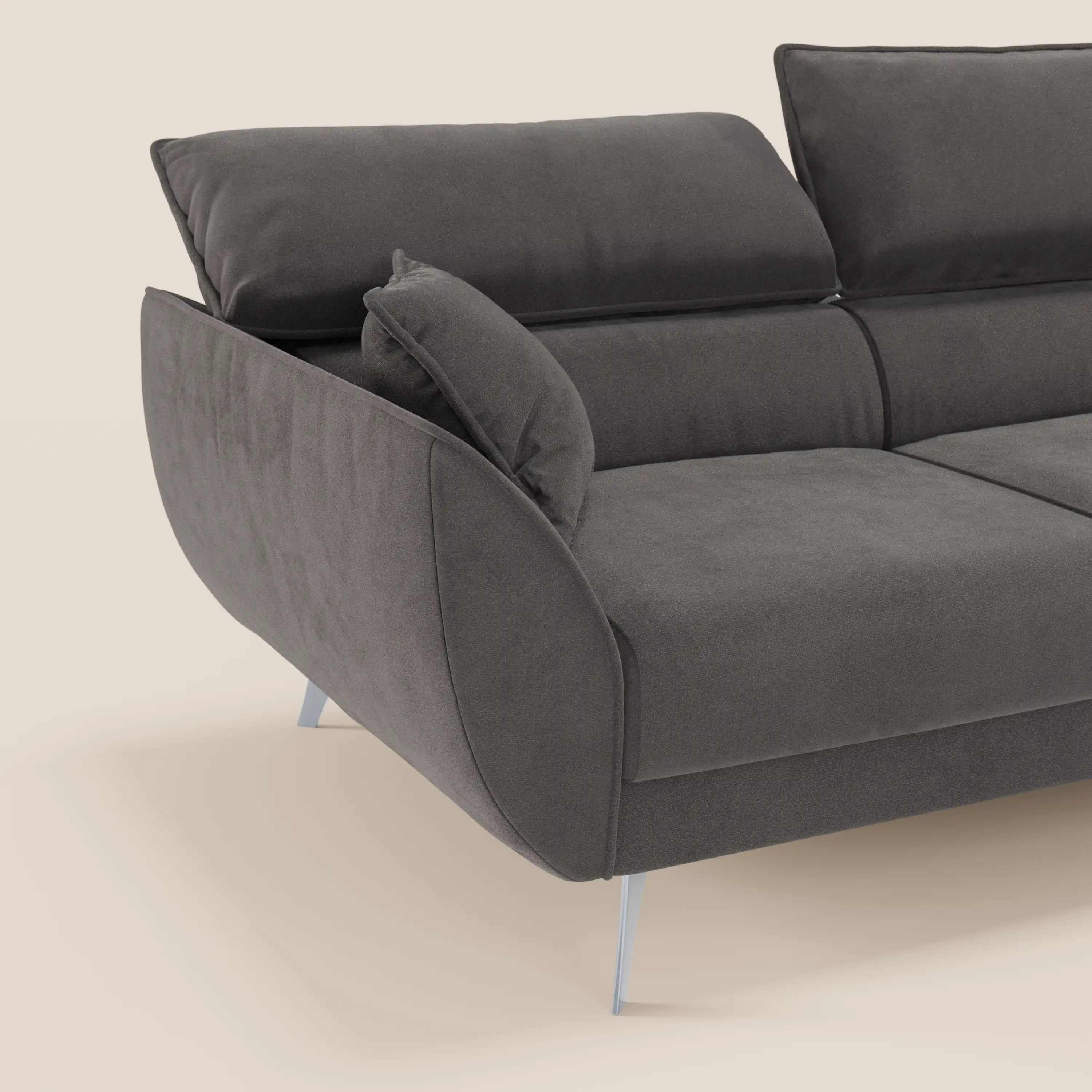 Michelangelo Canapé d'angle avec chaise longue et assises coulissantes - têtières réglables en tissu raffiné détachable effet velouté T30 - Image 137