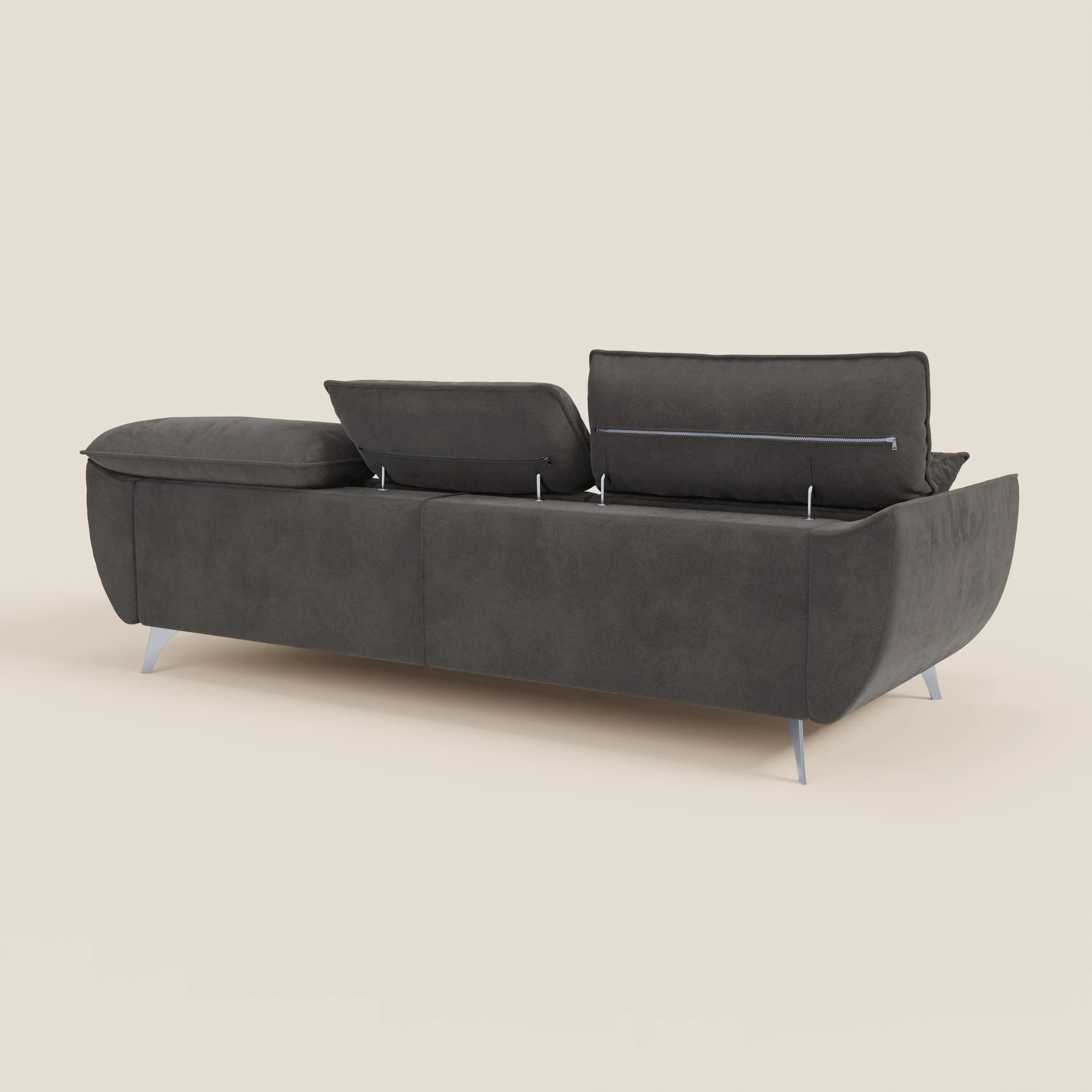 Michelangelo Canapé d'angle avec chaise longue et assises coulissantes - têtières réglables en tissu raffiné détachable effet velouté T30 - Image 141
