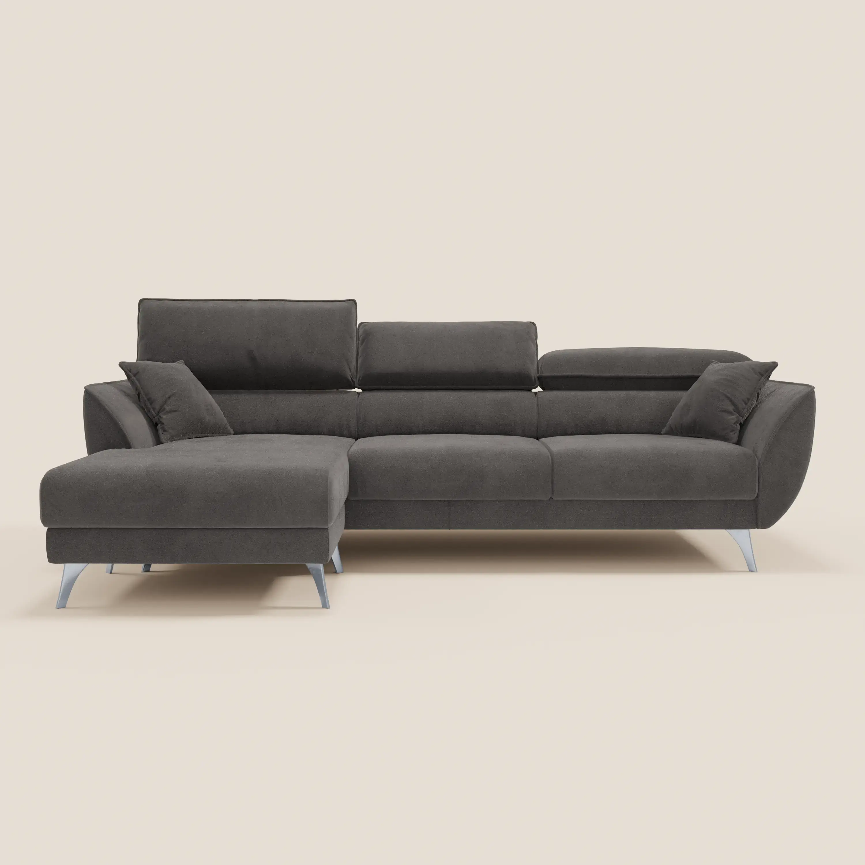 Michelangelo Canapé d'angle avec chaise longue et assises coulissantes - têtières réglables en tissu raffiné détachable effet velouté T30 - Image 144