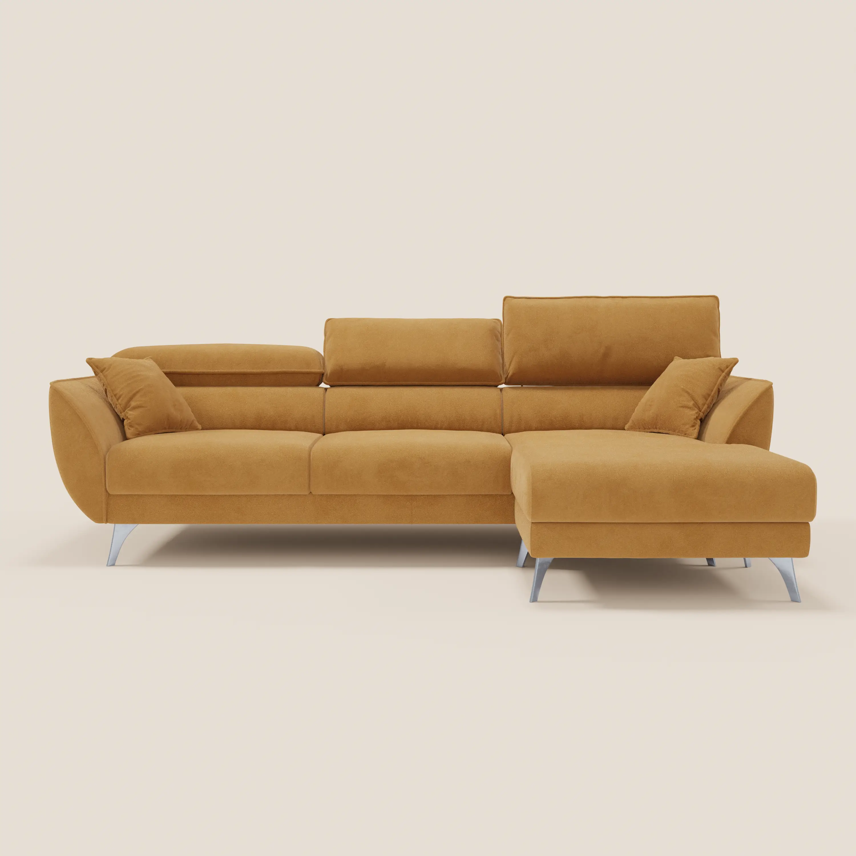 Michelangelo Canapé d'angle avec chaise longue et assises coulissantes - têtières réglables en tissu raffiné détachable effet velouté T30 - Image 147