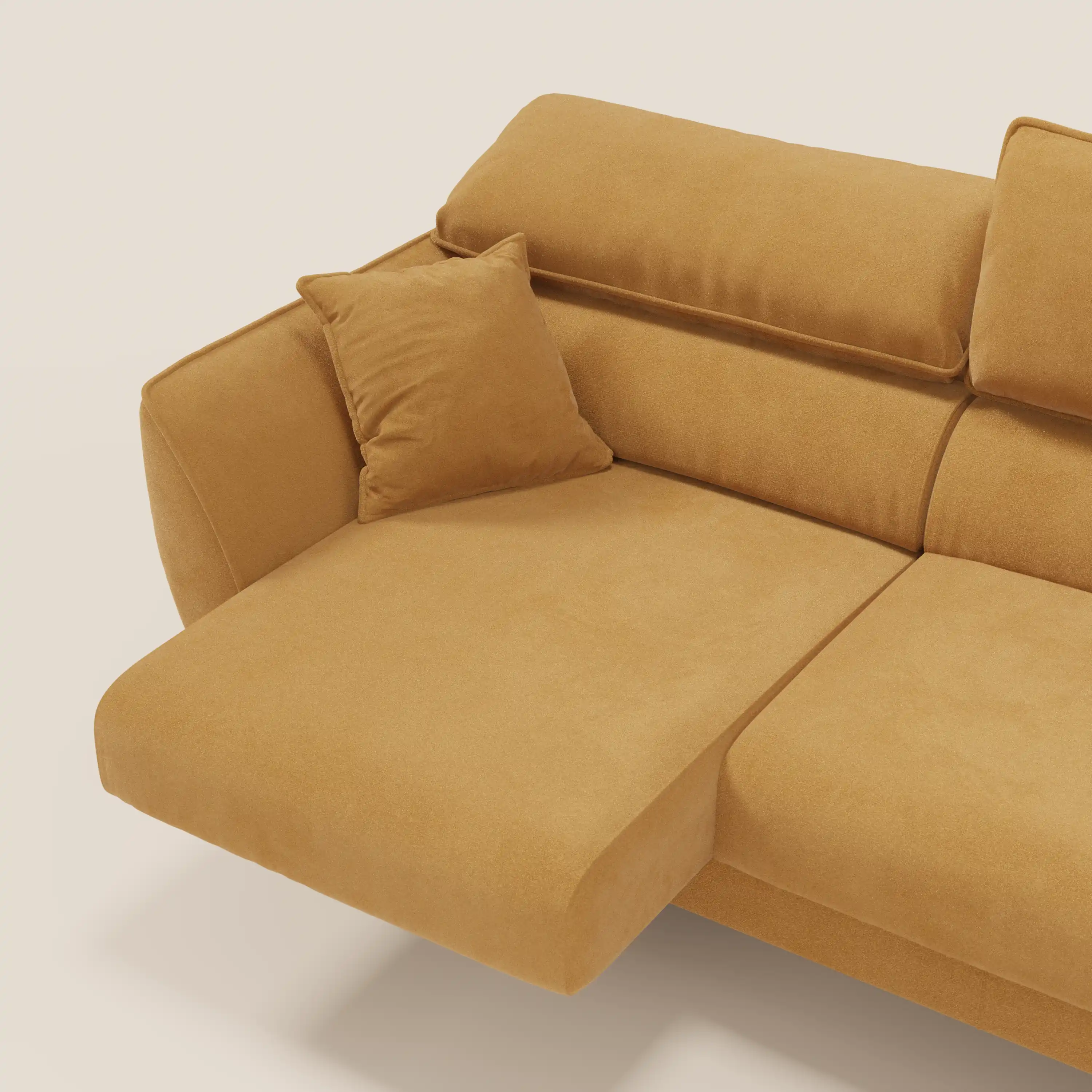 Michelangelo Canapé d'angle avec chaise longue et assises coulissantes - têtières réglables en tissu raffiné détachable effet velouté T30 - Image 149