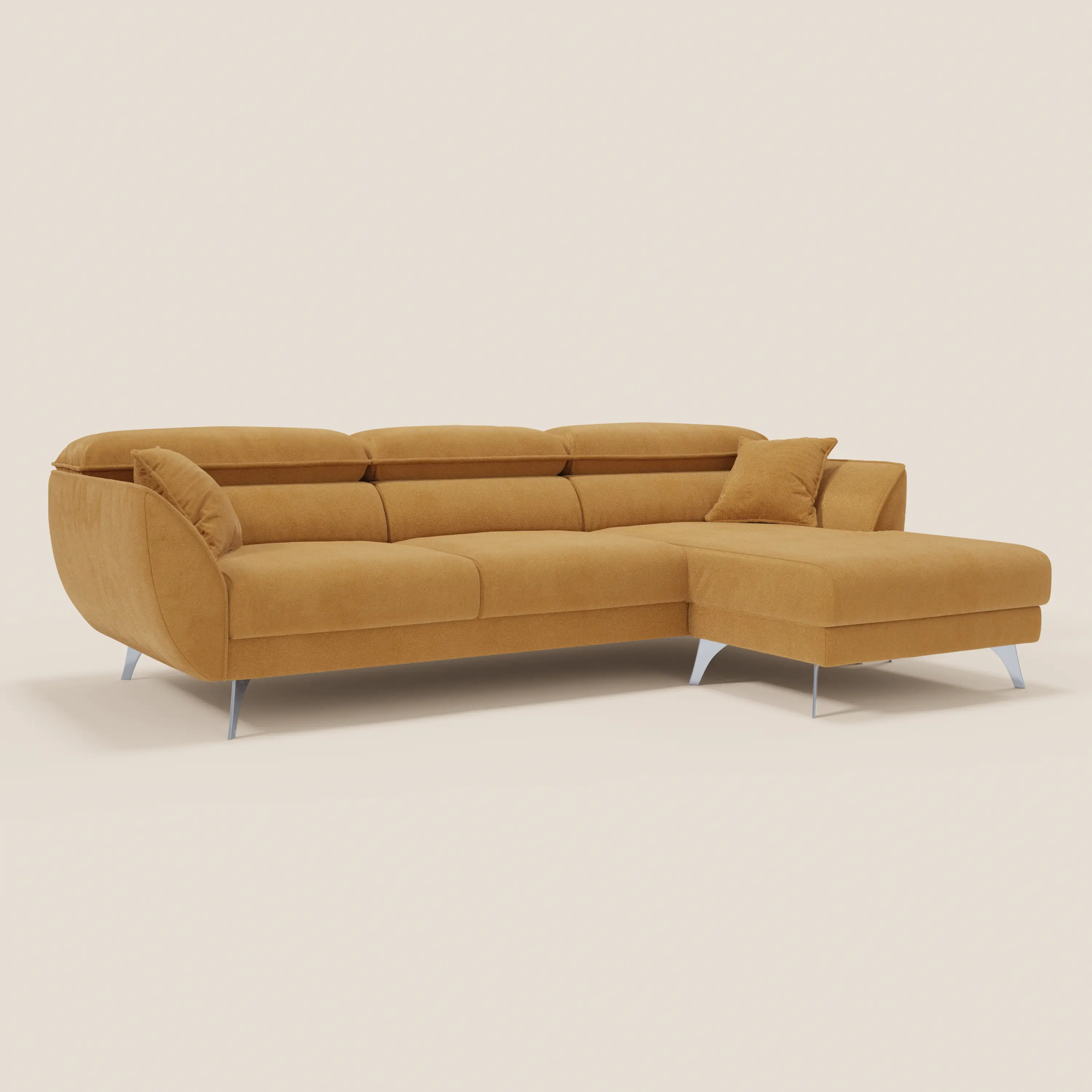 Michelangelo Canapé d'angle avec chaise longue et assises coulissantes - têtières réglables en tissu raffiné détachable effet velouté T30 - Image 151