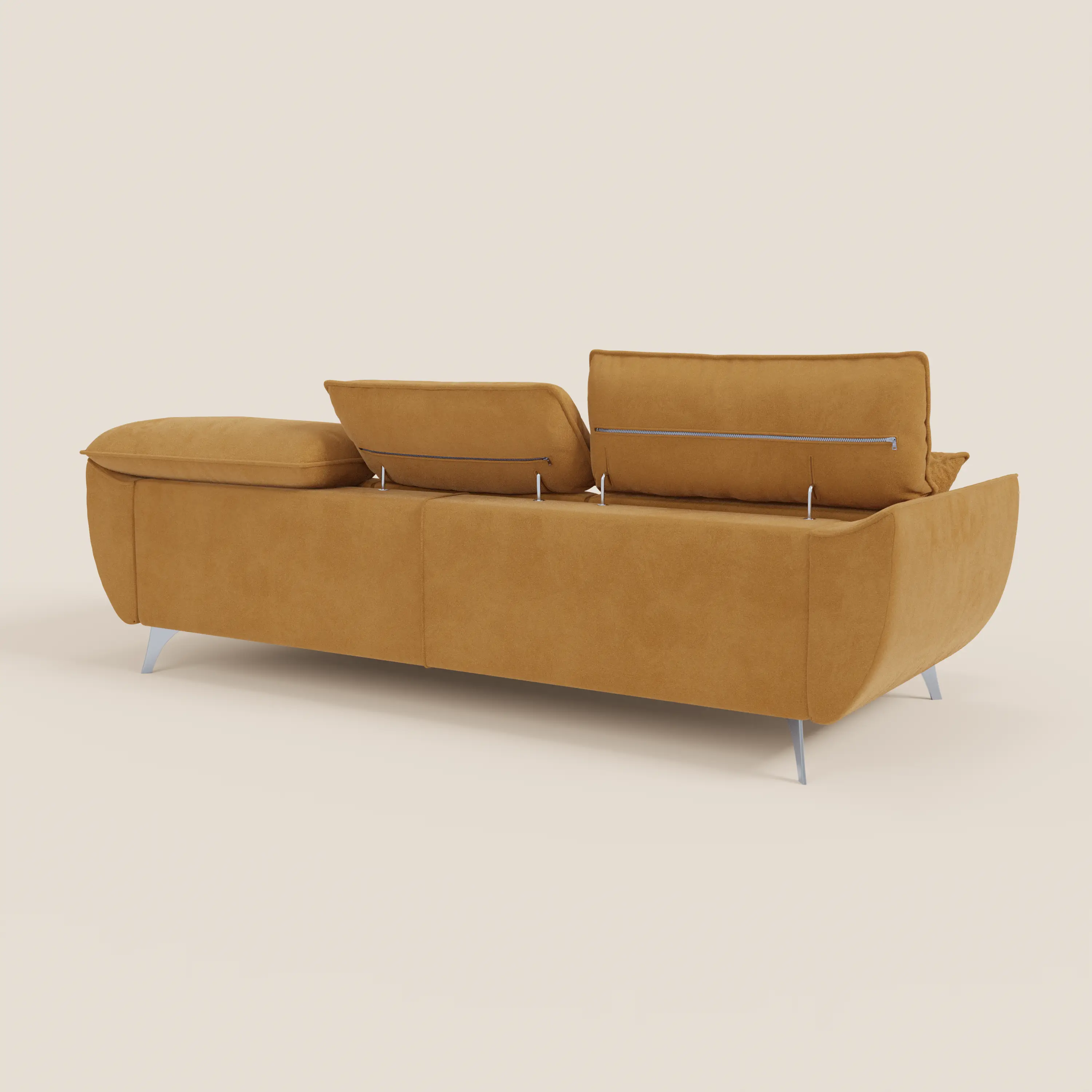 Michelangelo Canapé d'angle avec chaise longue et assises coulissantes - têtières réglables en tissu raffiné détachable effet velouté T30 - Image 154