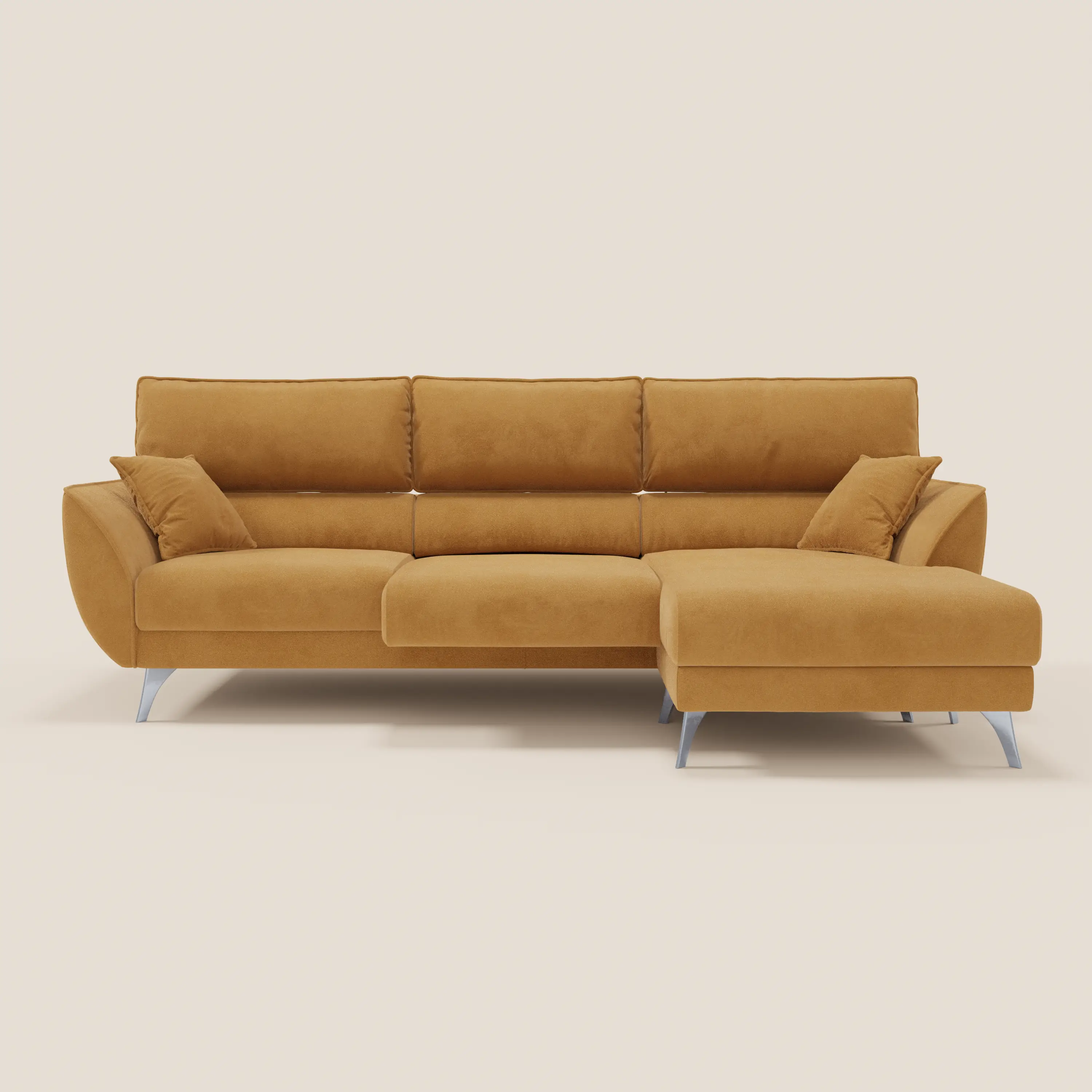 Michelangelo Canapé d'angle avec chaise longue et assises coulissantes - têtières réglables en tissu raffiné détachable effet velouté T30 - Image 156