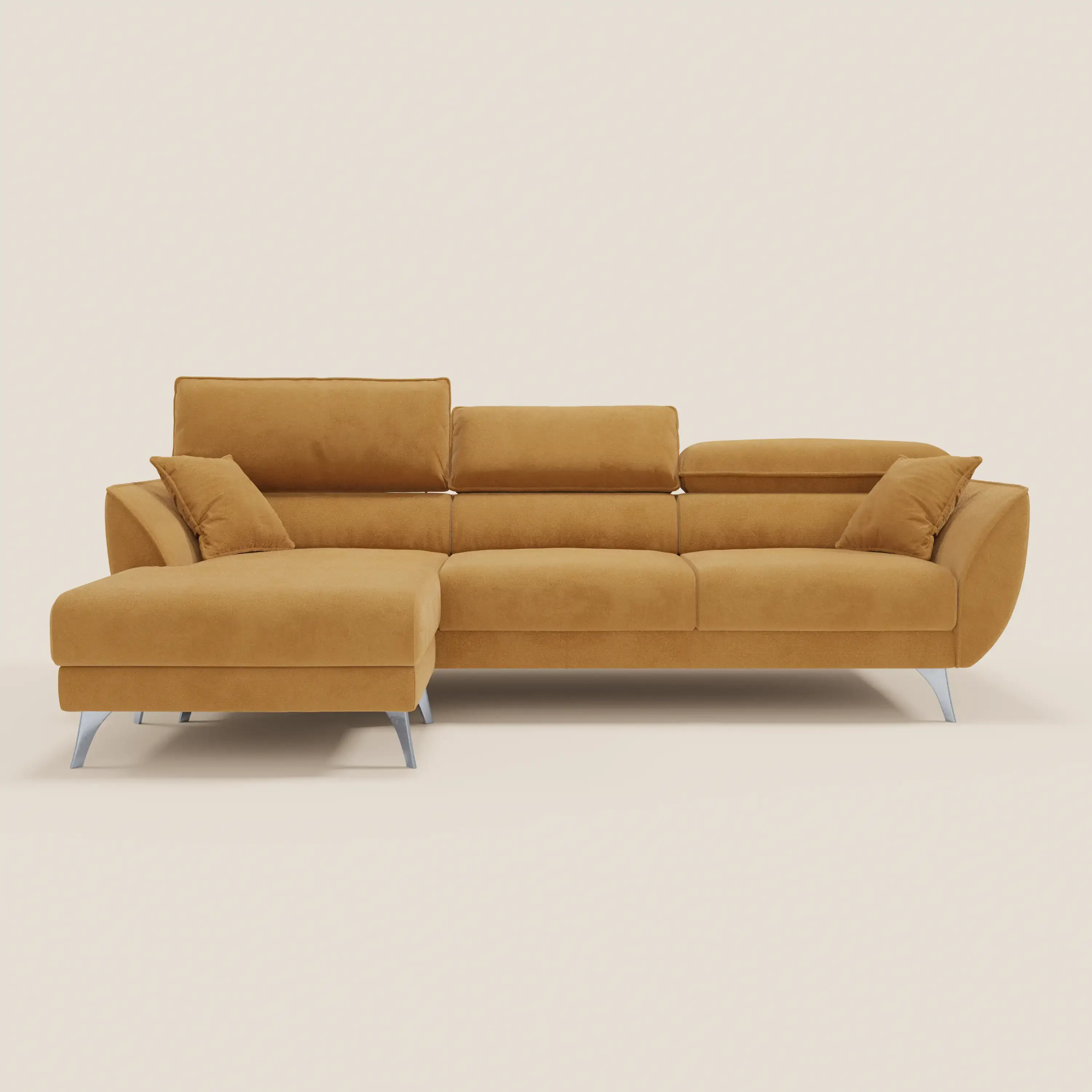 Michelangelo Canapé d'angle avec chaise longue et assises coulissantes - têtières réglables en tissu raffiné détachable effet velouté T30 - Image 157