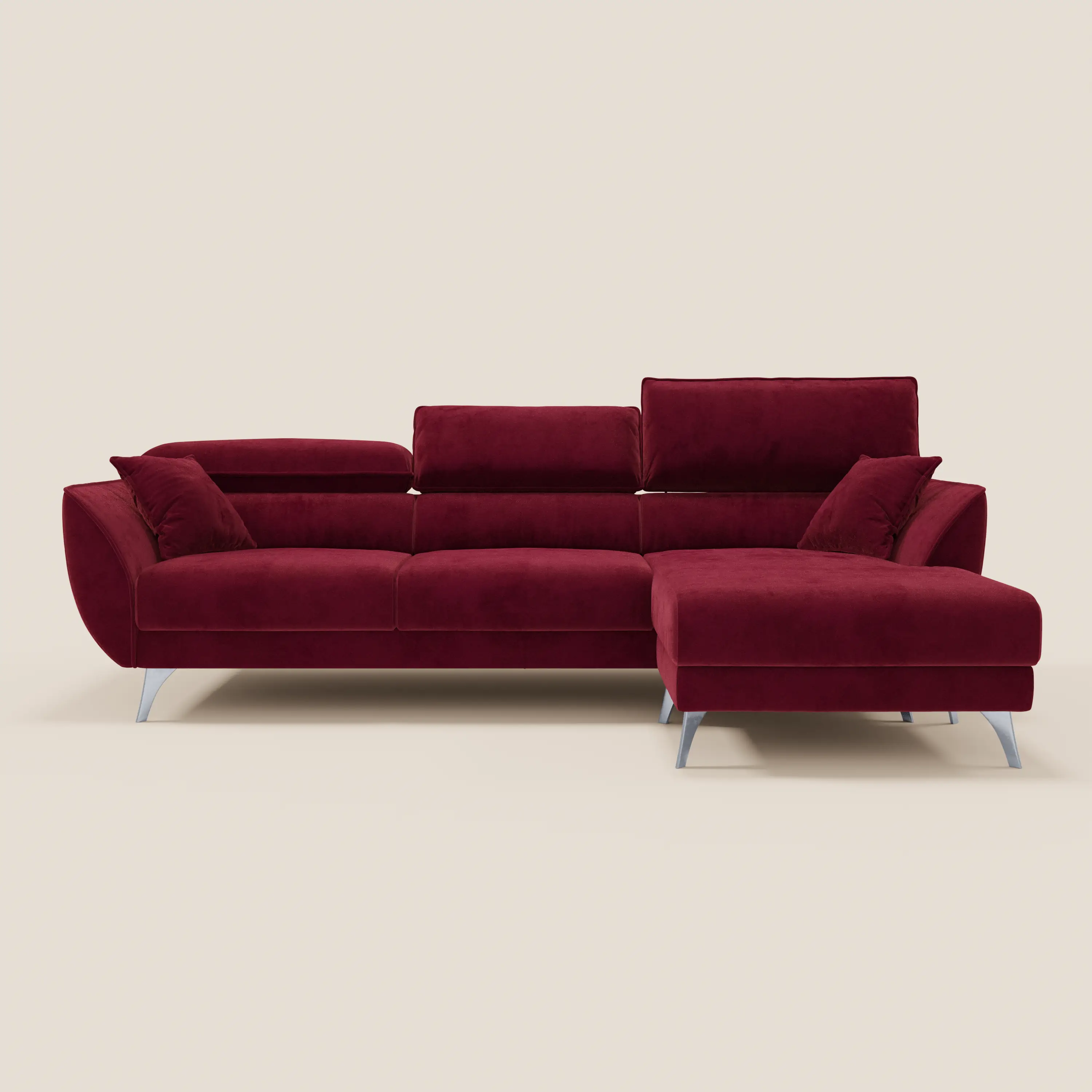 Michelangelo Canapé d'angle avec chaise longue et assises coulissantes - têtières réglables en tissu raffiné détachable effet velouté T30 - Image 16