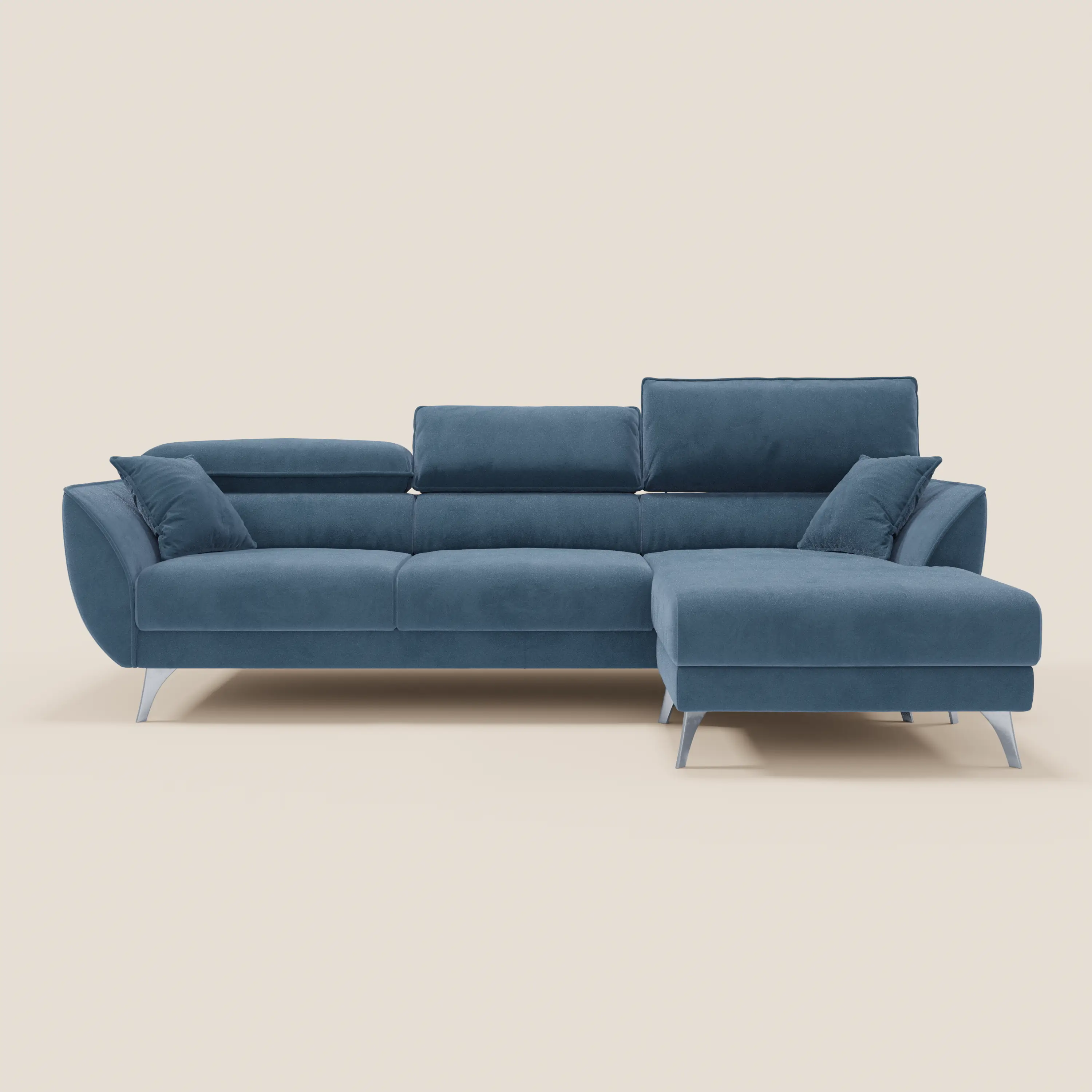 Michelangelo Canapé d'angle avec chaise longue et assises coulissantes - têtières réglables en tissu raffiné détachable effet velouté T30 - Image 160