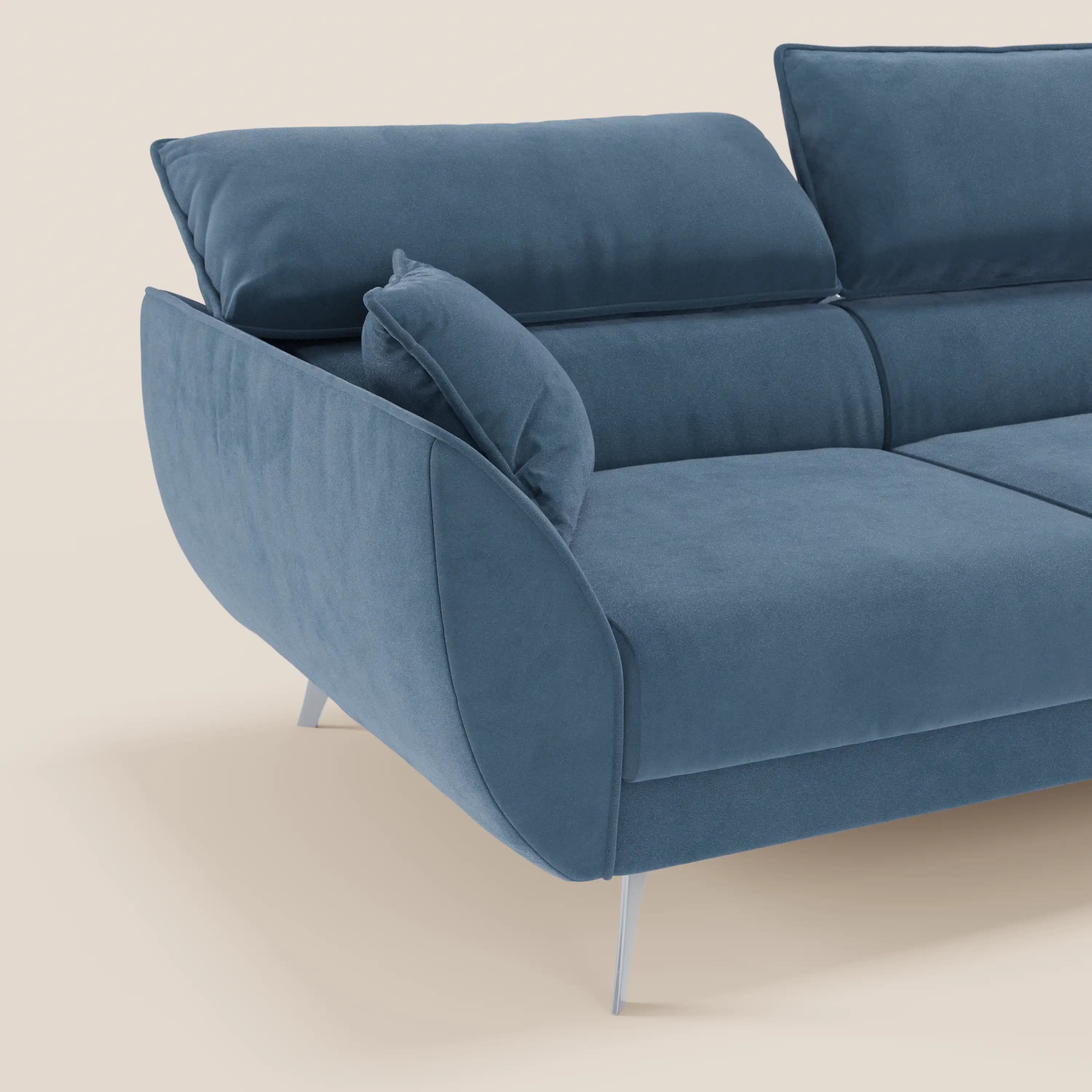 Michelangelo Canapé d'angle avec chaise longue et assises coulissantes - têtières réglables en tissu raffiné détachable effet velouté T30 - Image 163