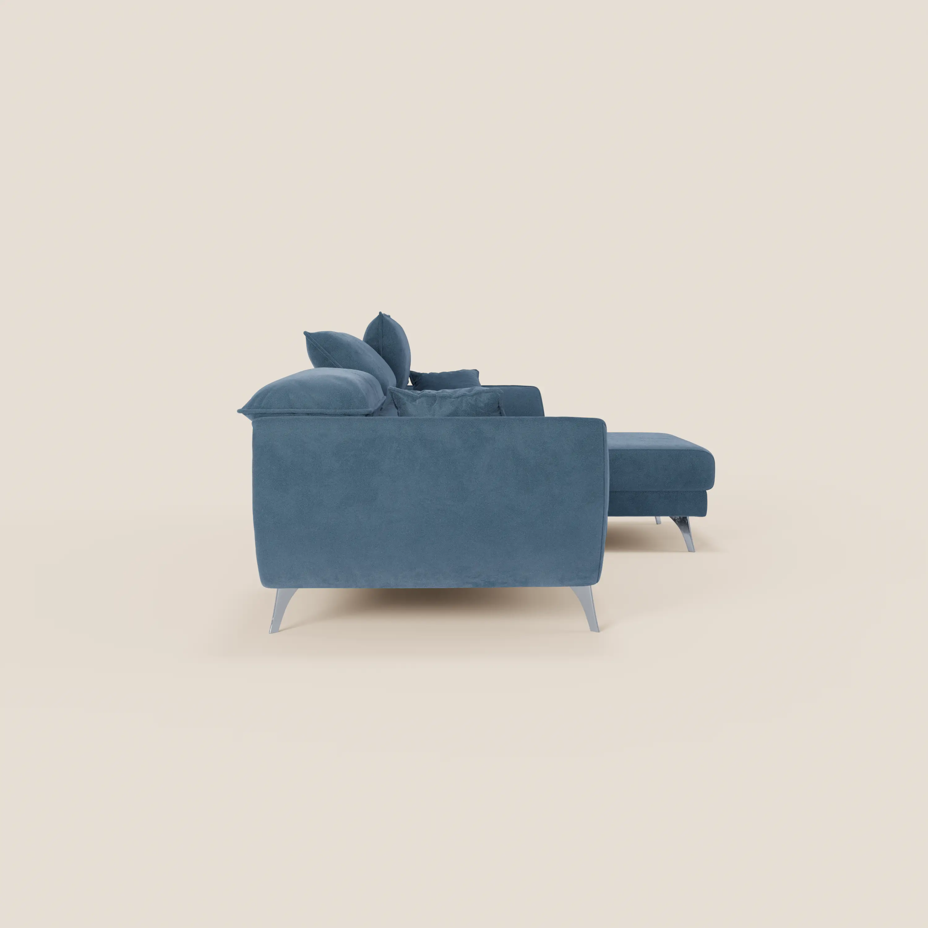 Michelangelo Canapé d'angle avec chaise longue et assises coulissantes - têtières réglables en tissu raffiné détachable effet velouté T30 - Image 165