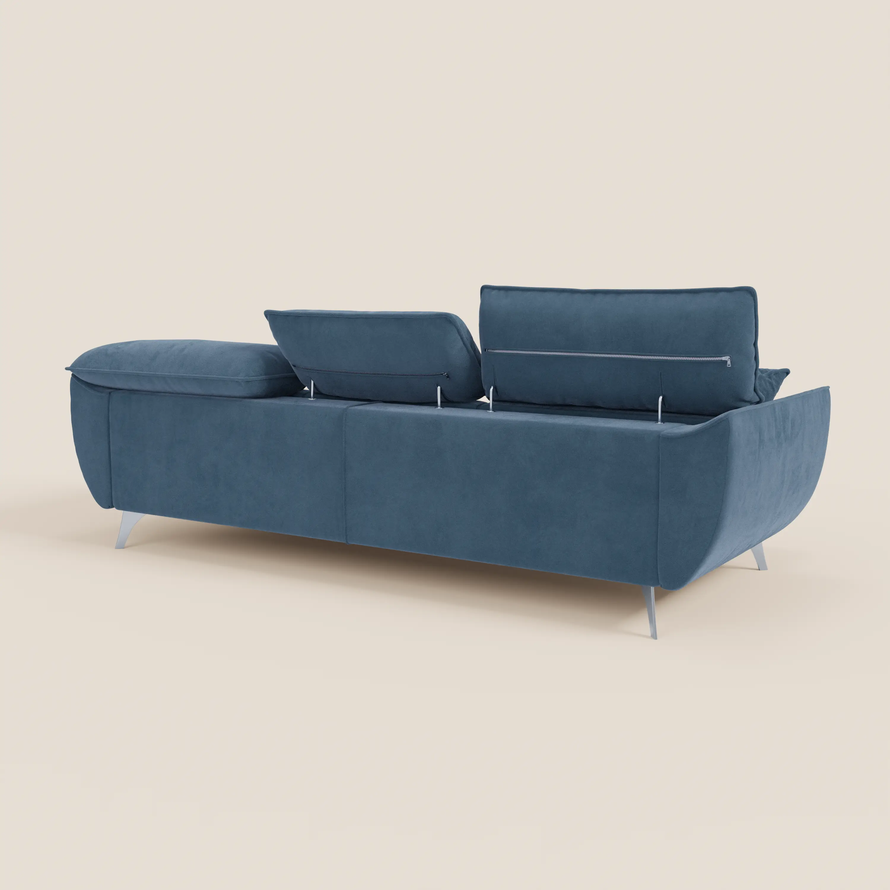 Michelangelo Canapé d'angle avec chaise longue et assises coulissantes - têtières réglables en tissu raffiné détachable effet velouté T30 - Image 167