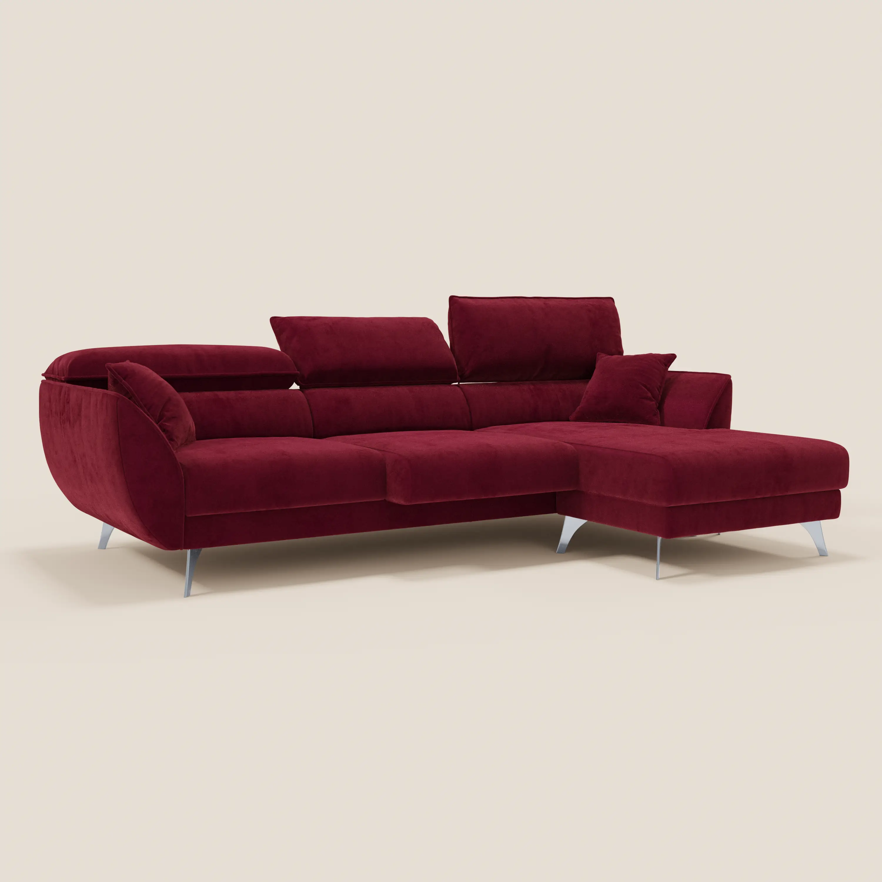 Michelangelo Canapé d'angle avec chaise longue et assises coulissantes - têtières réglables en tissu raffiné détachable effet velouté T30 - Image 17