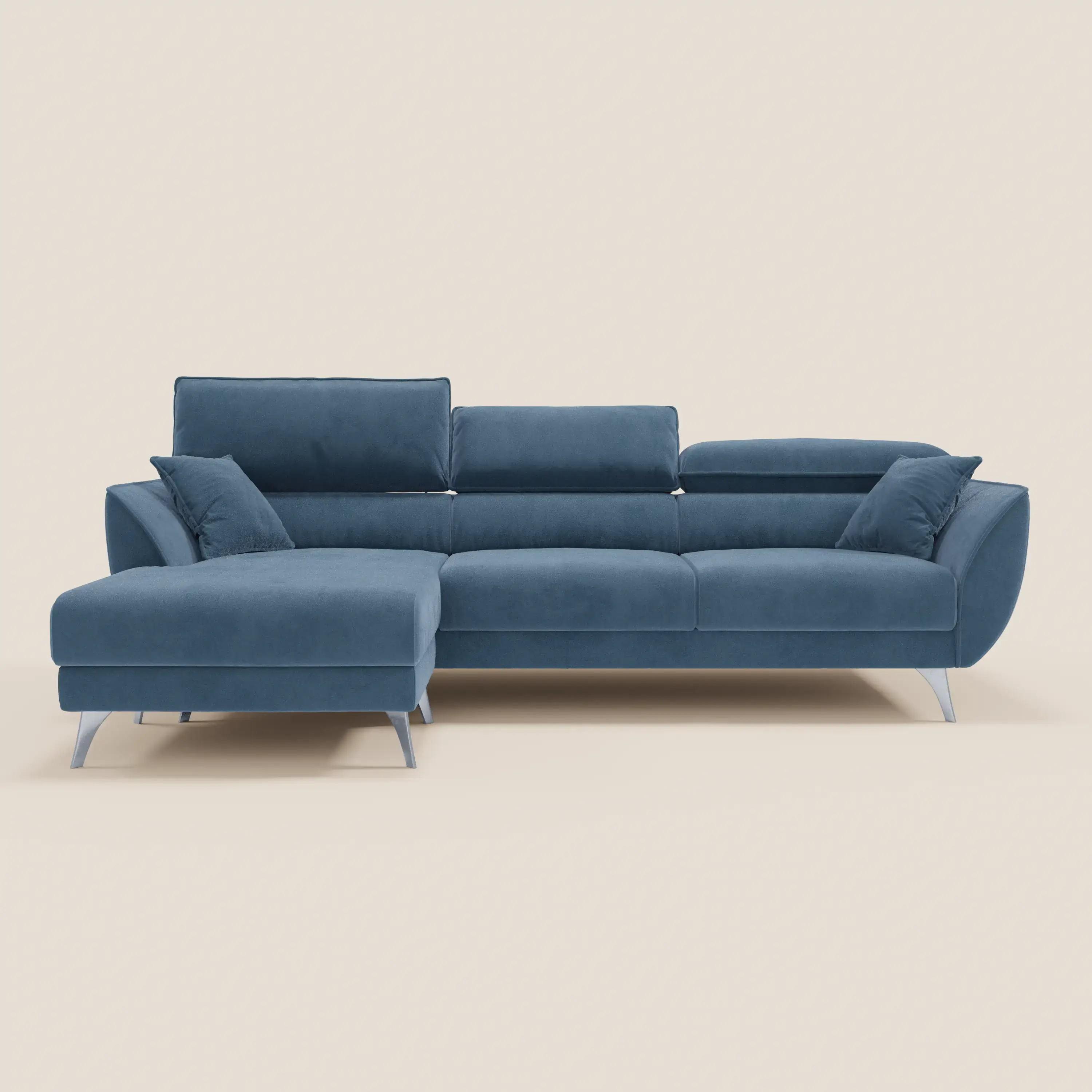 Michelangelo Canapé d'angle avec chaise longue et assises coulissantes - têtières réglables en tissu raffiné détachable effet velouté T30 - Image 170