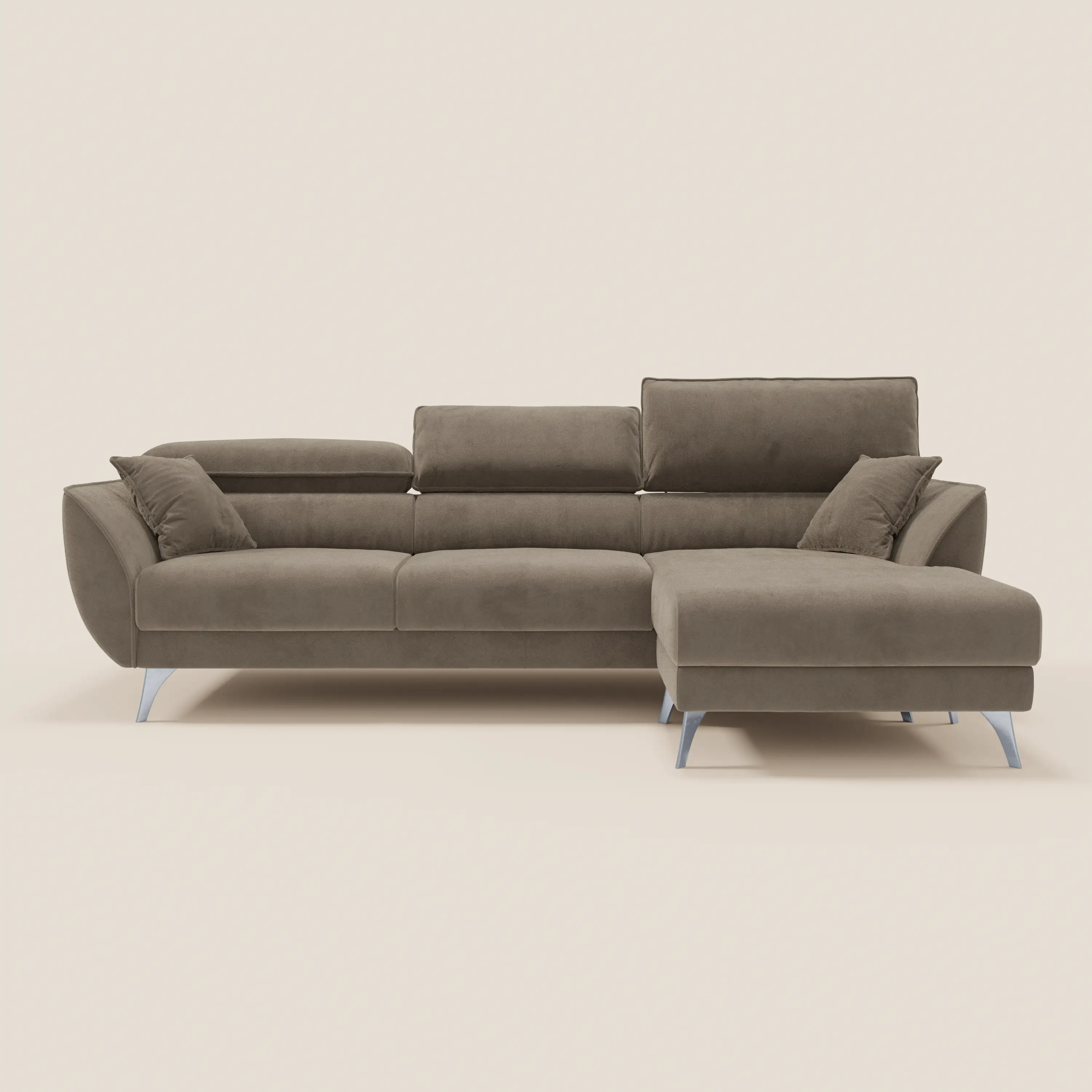 Michelangelo Canapé d'angle avec chaise longue et assises coulissantes - têtières réglables en tissu raffiné détachable effet velouté T30 - Image 173