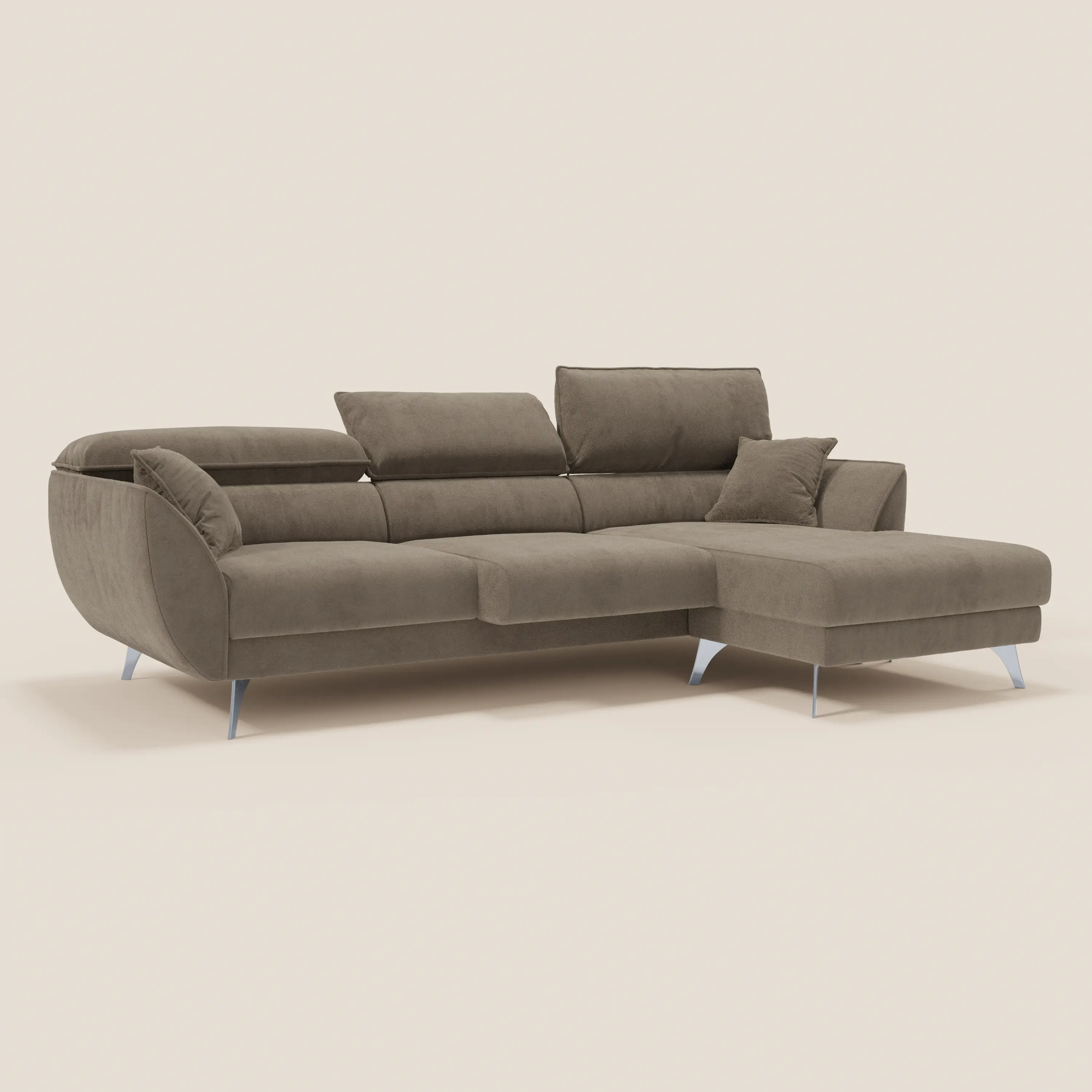 Michelangelo Canapé d'angle avec chaise longue et assises coulissantes - têtières réglables en tissu raffiné détachable effet velouté T30 - Image 174