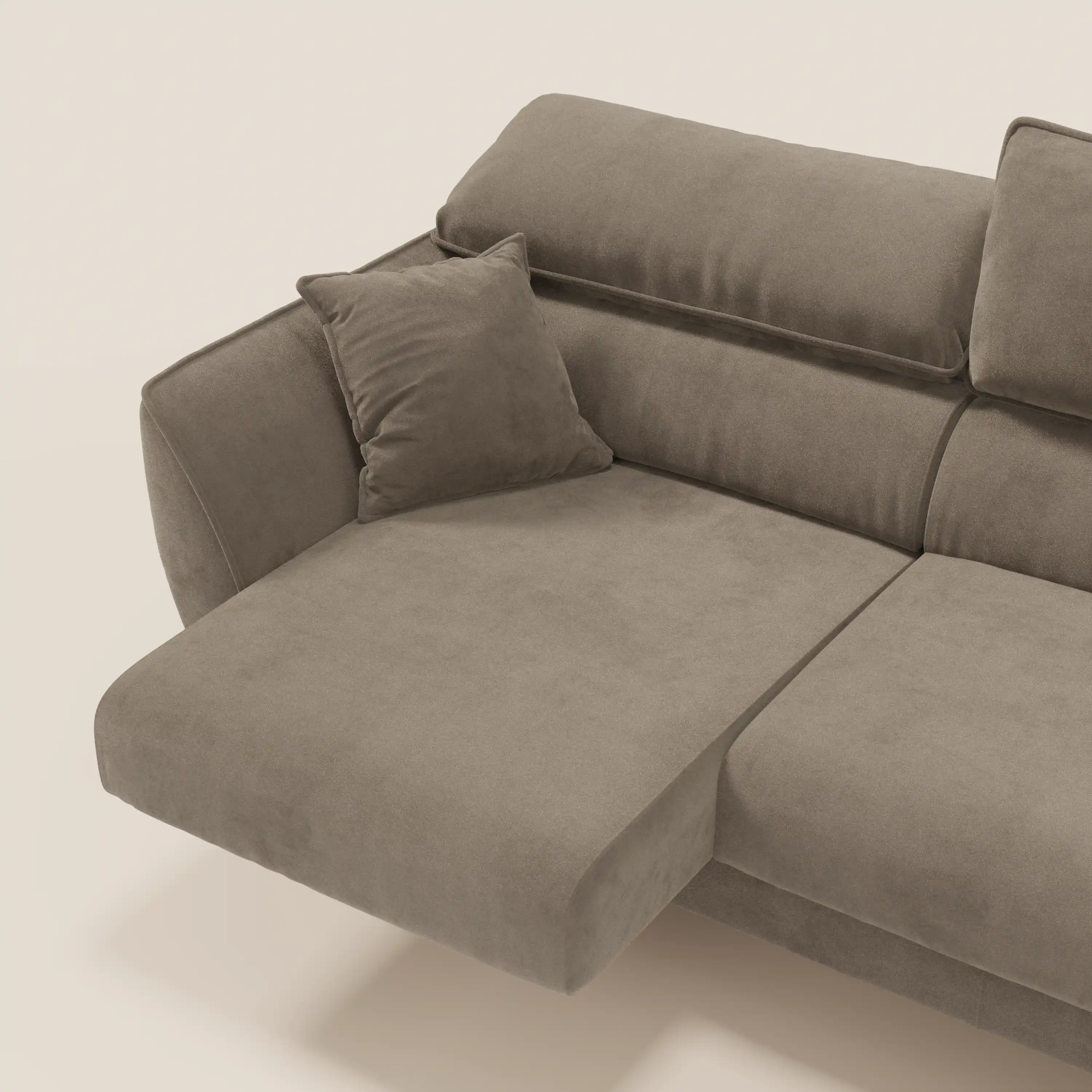Michelangelo Canapé d'angle avec chaise longue et assises coulissantes - têtières réglables en tissu raffiné détachable effet velouté T30 - Image 175